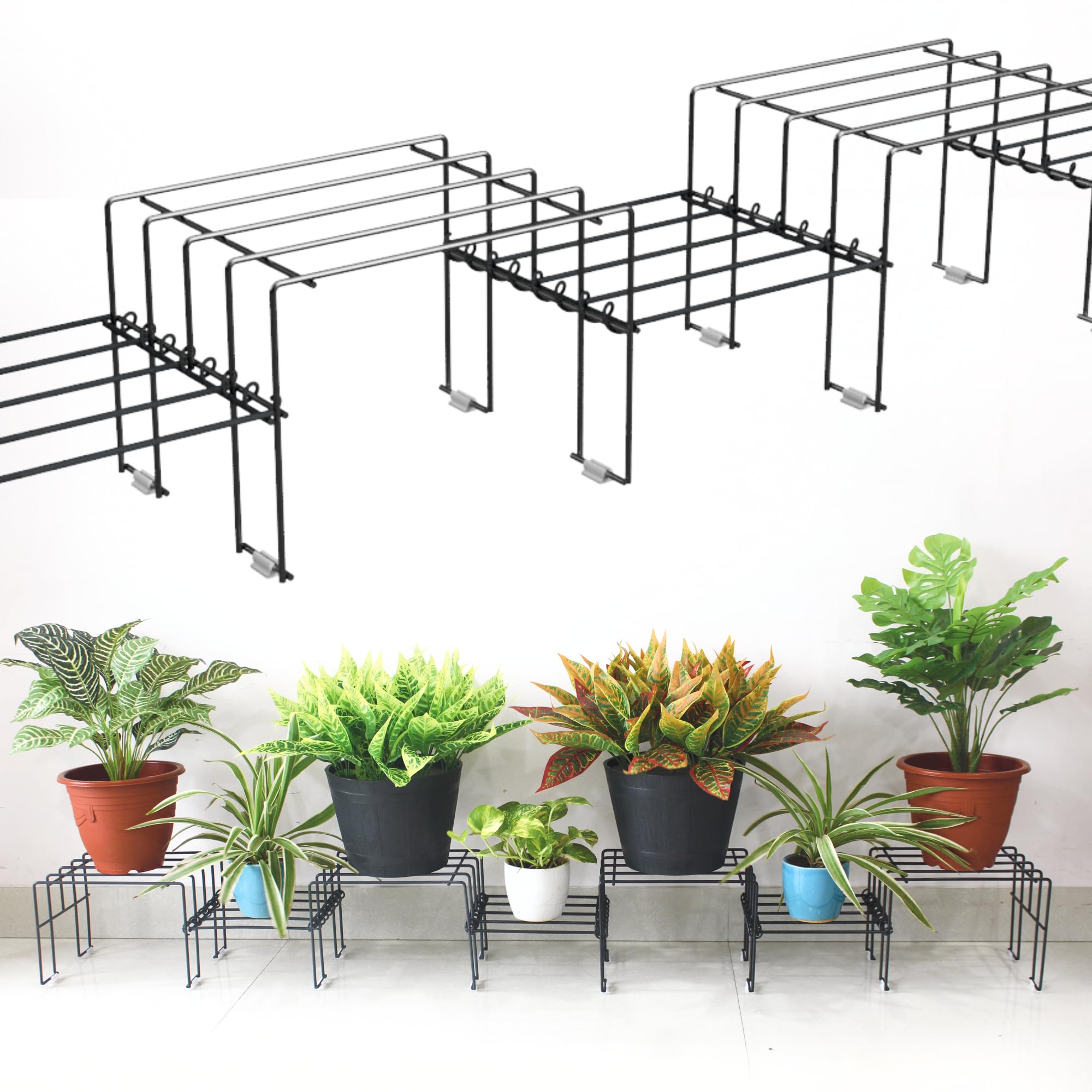 Meshable Moso 7 Tiered Plant Stand for Balcony and Living Room Made with Metal, Elegant Design and Rust Free Decorative Pot Stand For Indoor & Outdoor - Black (Set of 1) (B0CFF37TGX) Amazon Price History, Amazon Price Tracker
