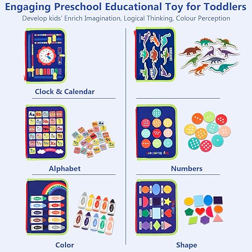 Miniatura 3 de Vlllik Tabla de actividades para niños pequeños de 1, 2, 3, 4, 5, 6 años, juguetes Montessori, actividades educativas preescolares para aprender