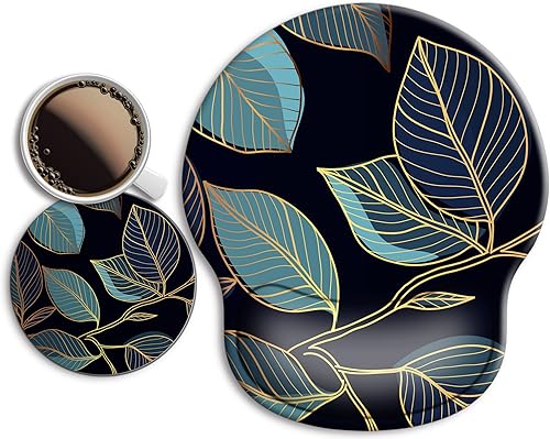 Alfombrilla ergonómica para mouse con reposamuñecas, reposamuñecas de gel grande, con posavasos antideslizante y alivio del dolor para computadora,