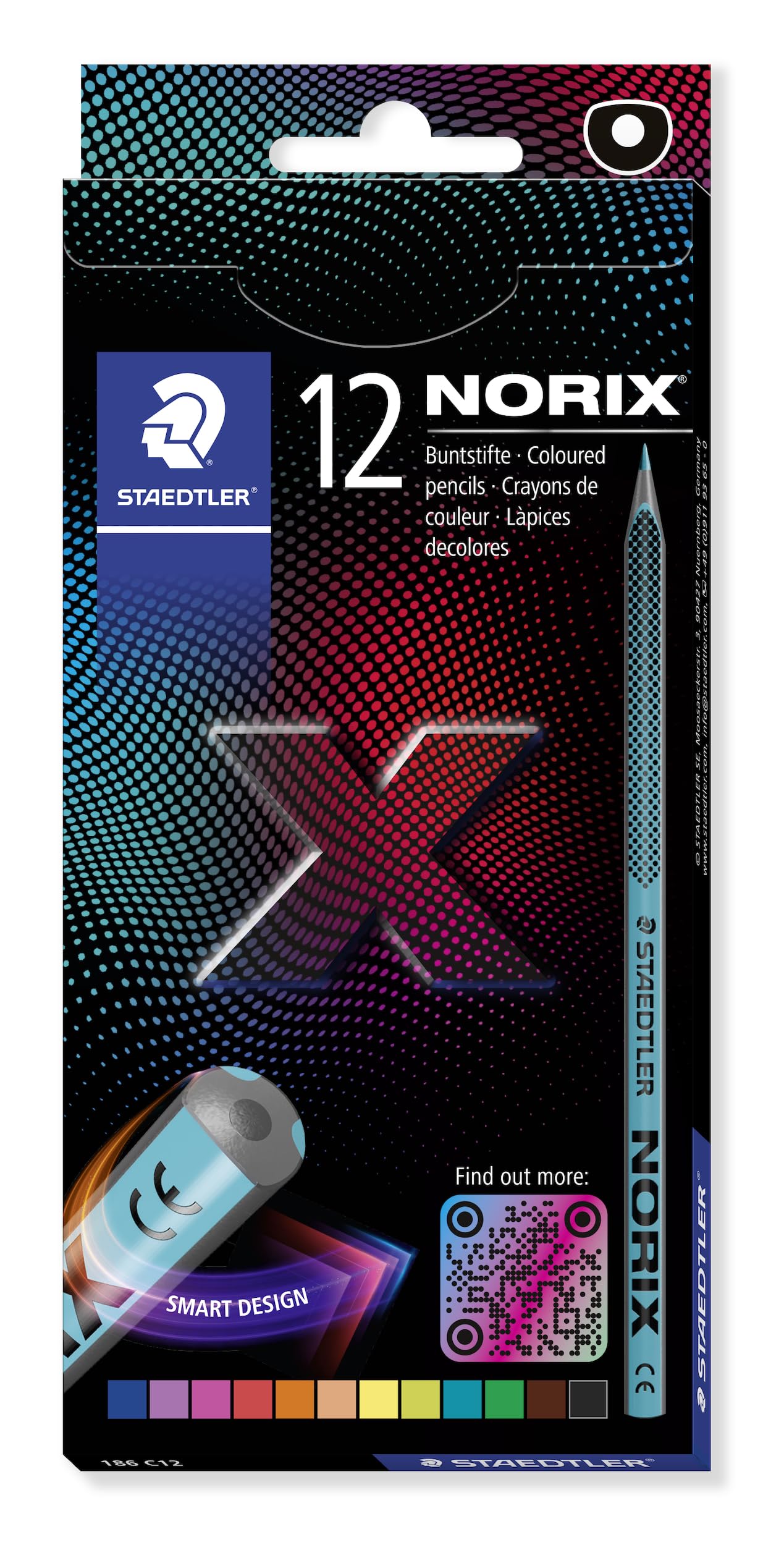 STAEDTLER Colouring Pencils - NORIX - 12 Assorted Colours - Pack of 12, 186 C12