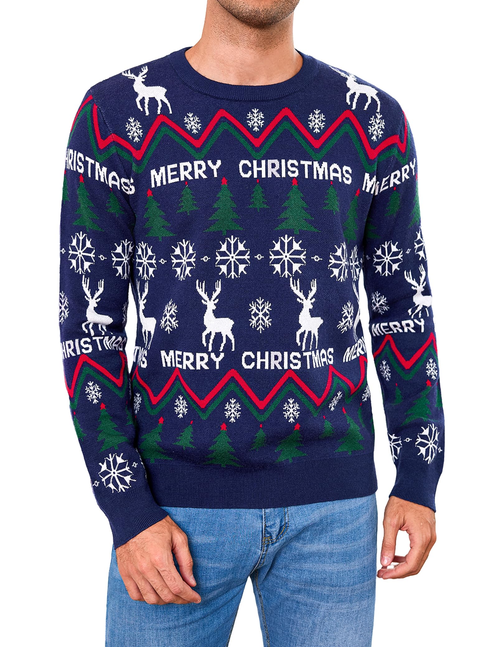 Gyabnw Maglione Natalizio Uomo Girocollo Maniche Lunghe | Pullover caldo in maglia, design natalizio, per inverno, feste, famiglia e tempo libero