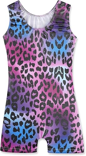 Miniatura 2 de Belovance Leotardos de gimnasia para niñas pequeñas, trajes de gimnasio, leotardo de danza, brillante, arcoíris, dinosaurio, leopardo, estrellas,