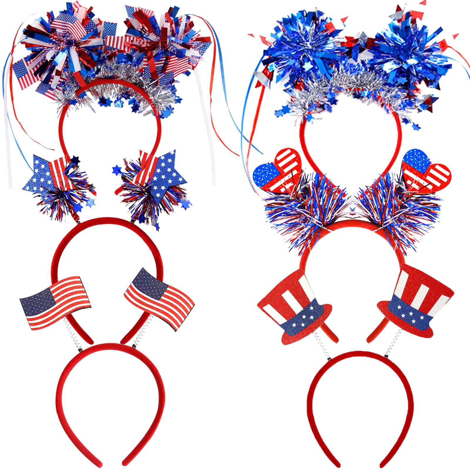 SEVSOASEVK 4th of July Headbands Patriotic Headband USA Flag Head Boppers Headwears for Independence Day Party Favors