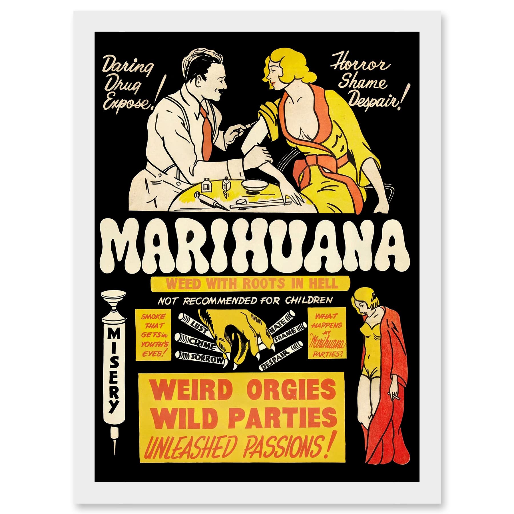 Artery8 Drug Abuse Marijuana Prohibition Cannabis Weed Reefer Weird Orgies A4 Artwork Framed Wall Art Print