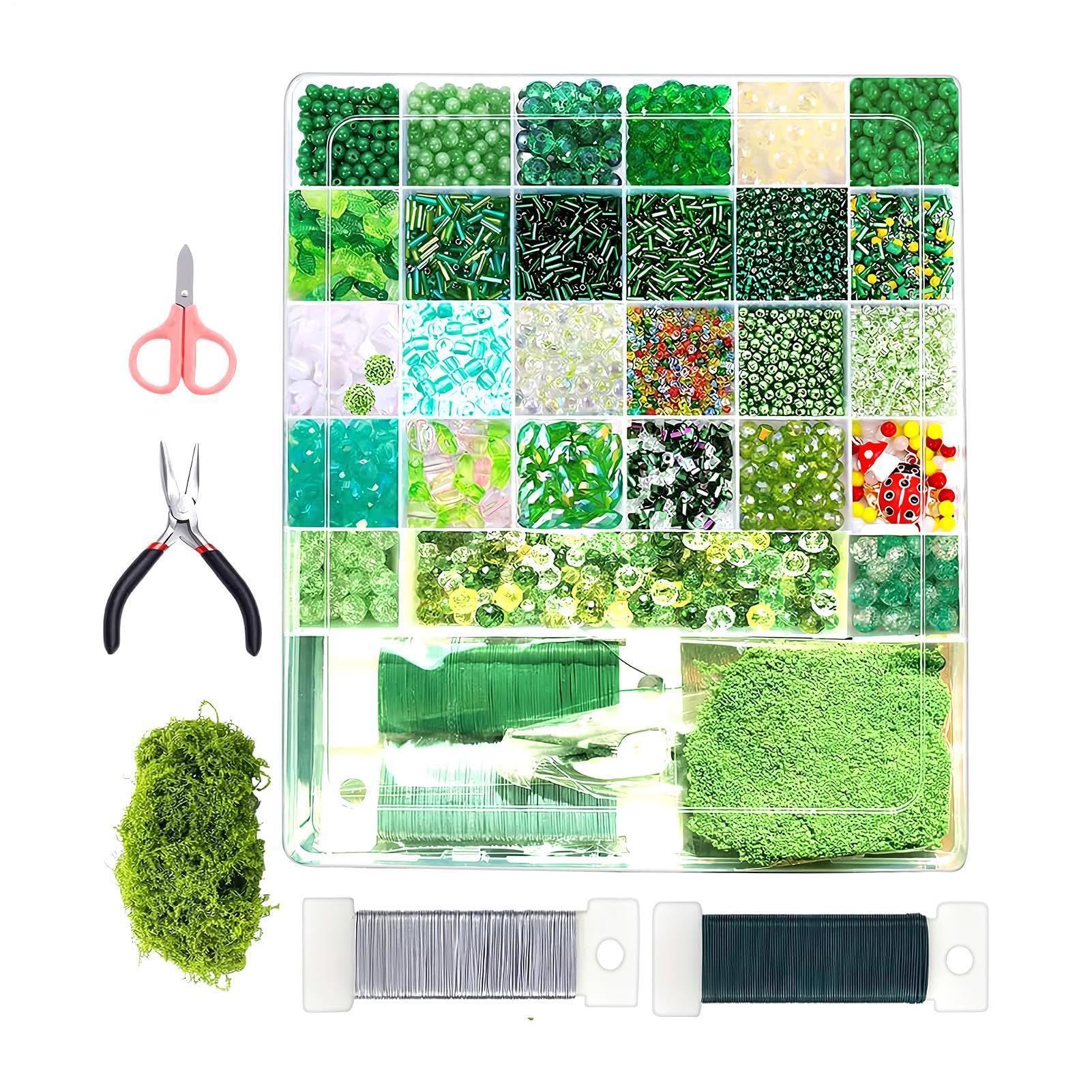 Kit de en perles de verre pour création de bijoux végétaux et loisirs créatifs