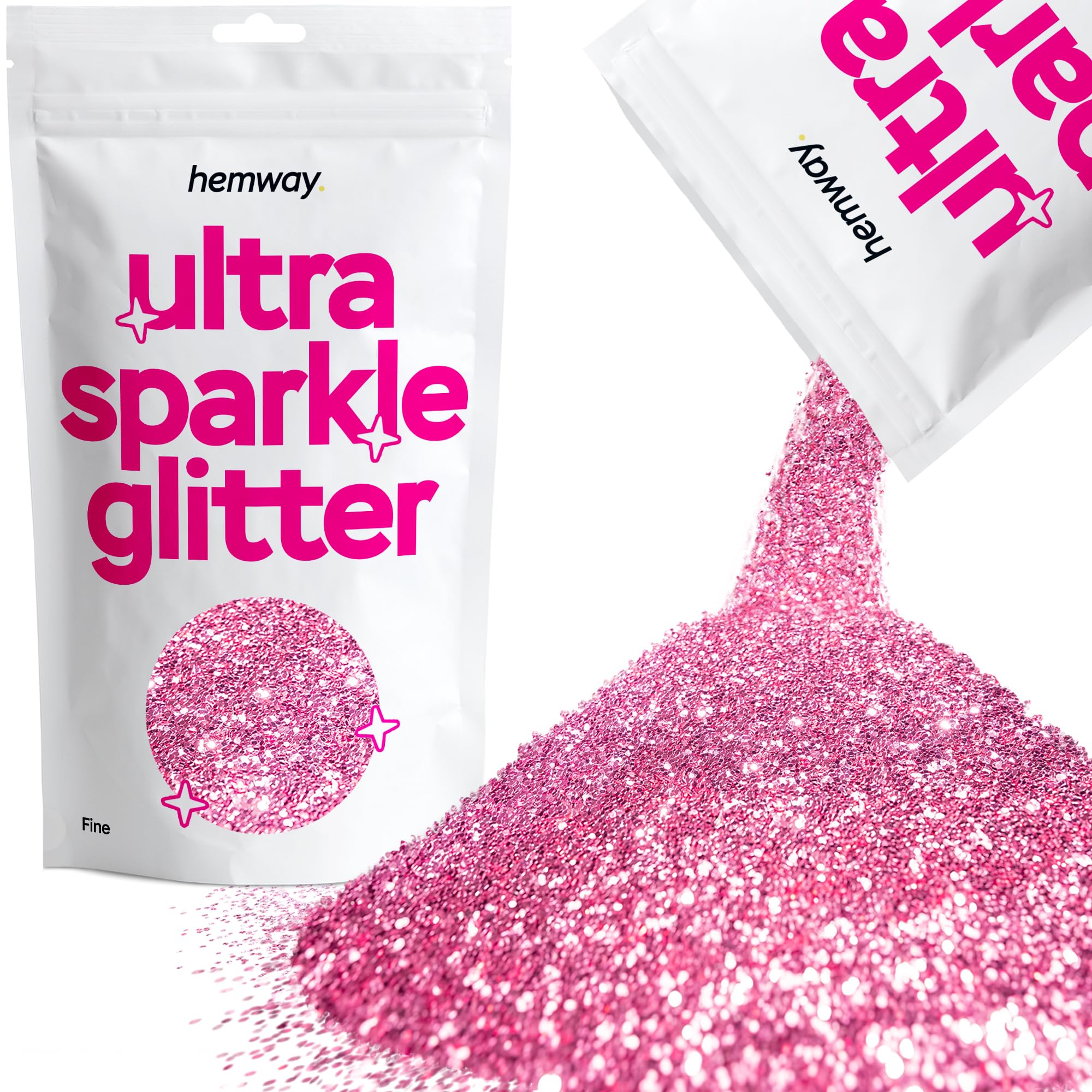 Hemway Ultra Sparkle Glitter Baby Pink Iridescent 100g Fine | Glitter for Arts & Craft, Makeup, Nail Art, Crafting, Card Making, Sparkle Decoration — view 65