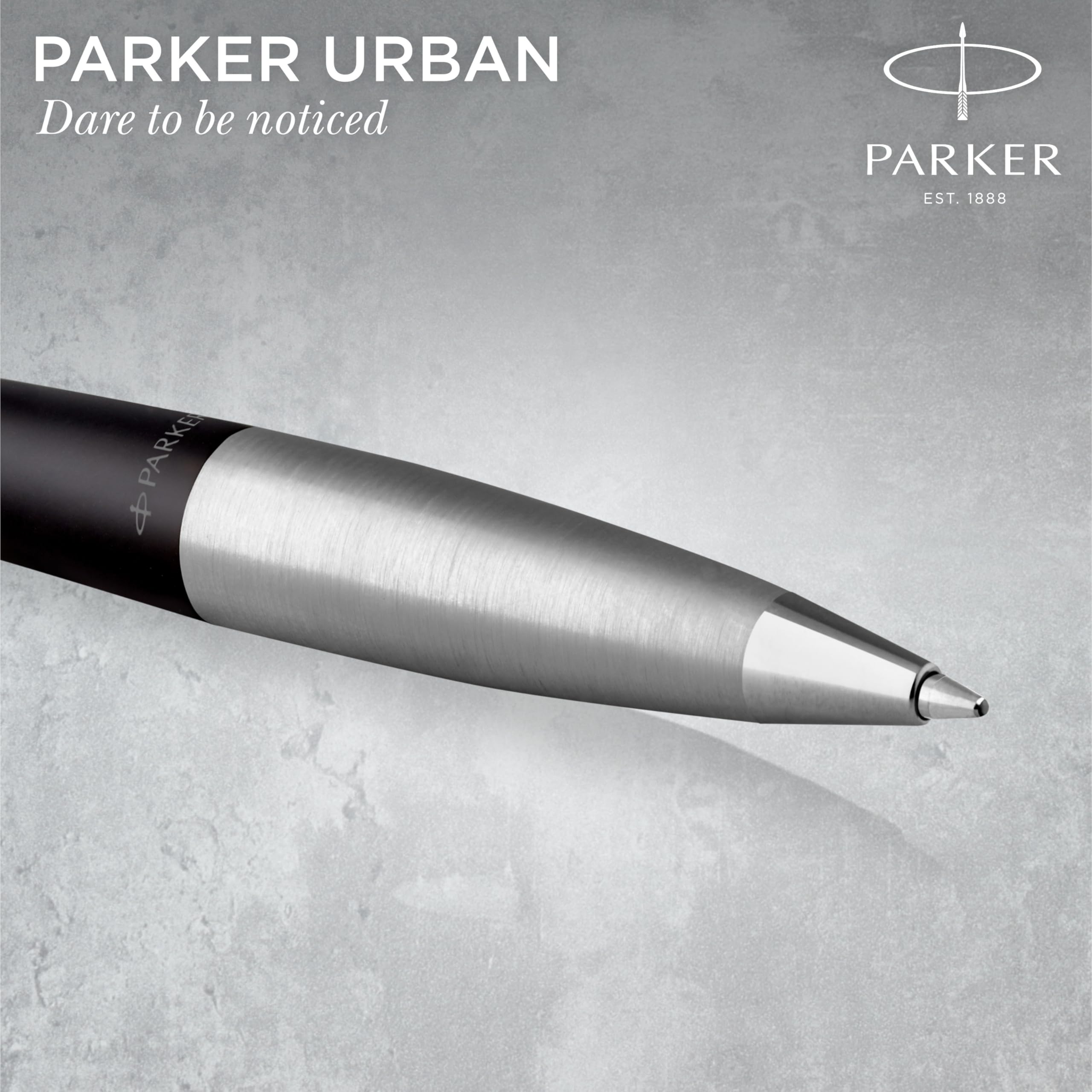 Parker Urban Twist Penna a Sfera | Nero Tenue con Puntale Cromato | Punta Media con Inchiostro Blu | Confezione Regalo