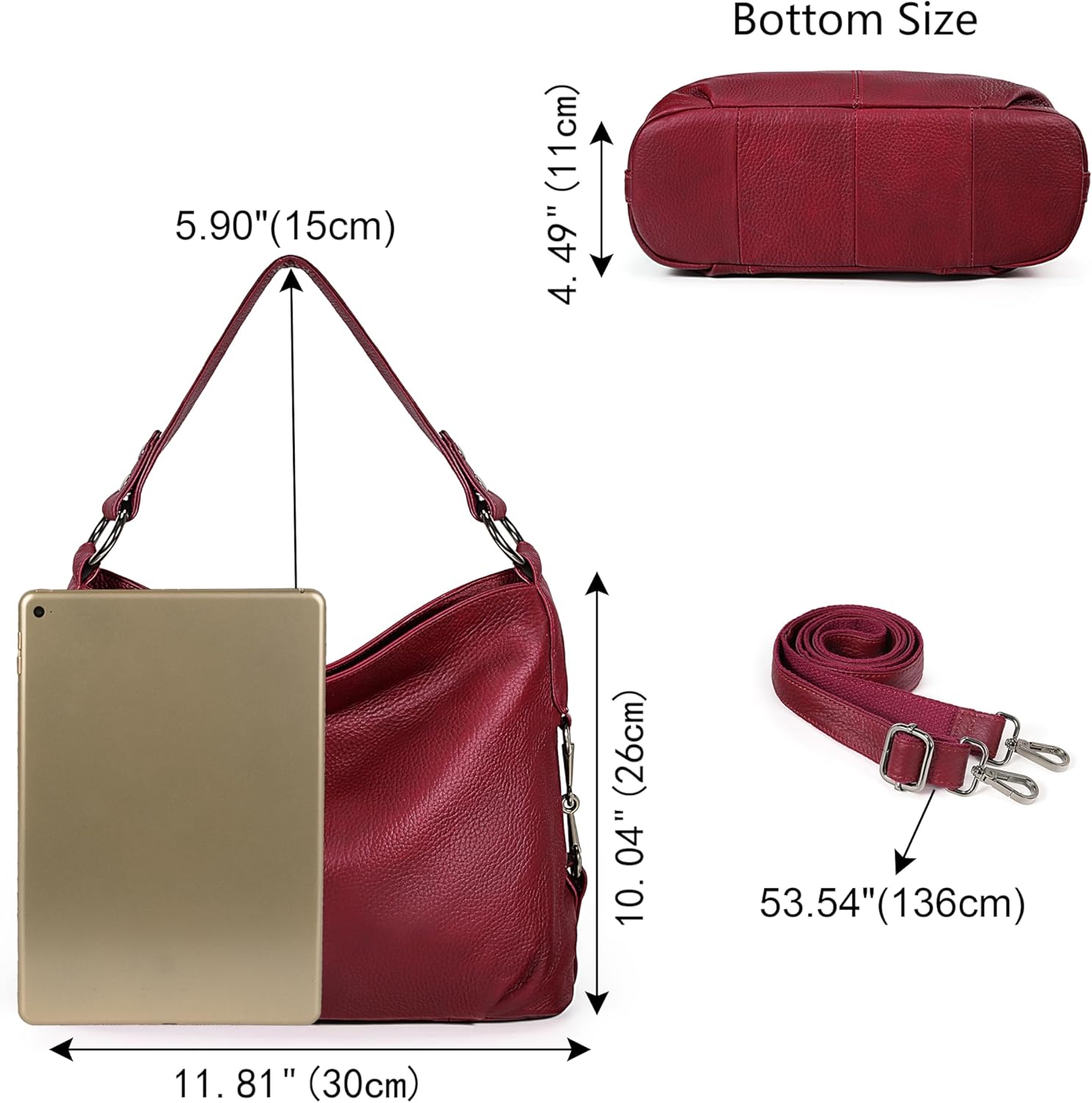 YALUXE Genuine Leather Shoulder Bags Stylish Hobo Handbags Purses Crossbody Bags for Women | Genuine Leather, Stylish - Image 7