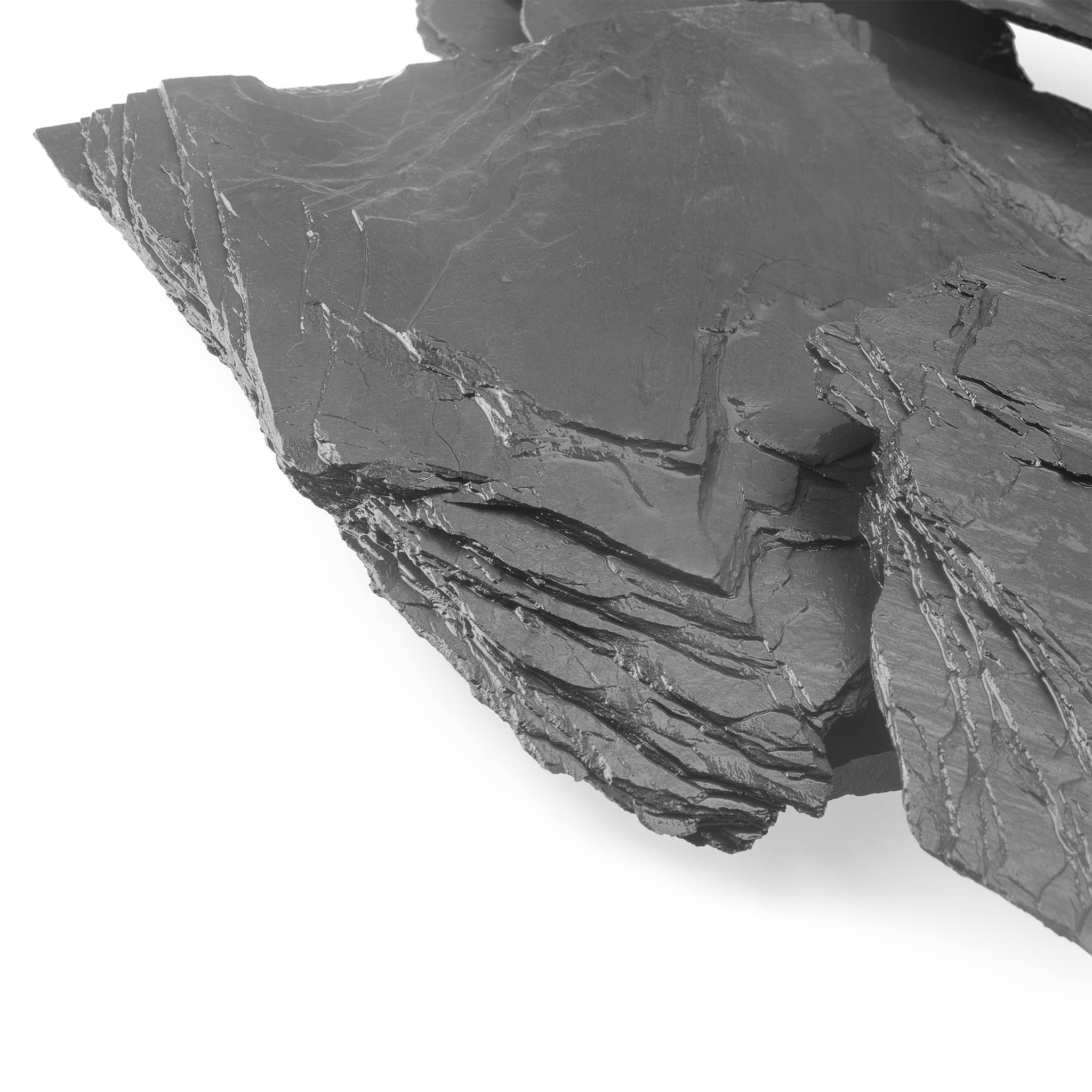 Aquarium Schiefersteine Schwarz 25 kg – Natur Deko Steine für Aquarium, ideal für Höhlen & Verstecke, Aquascaping Hardscape, pH-neutral