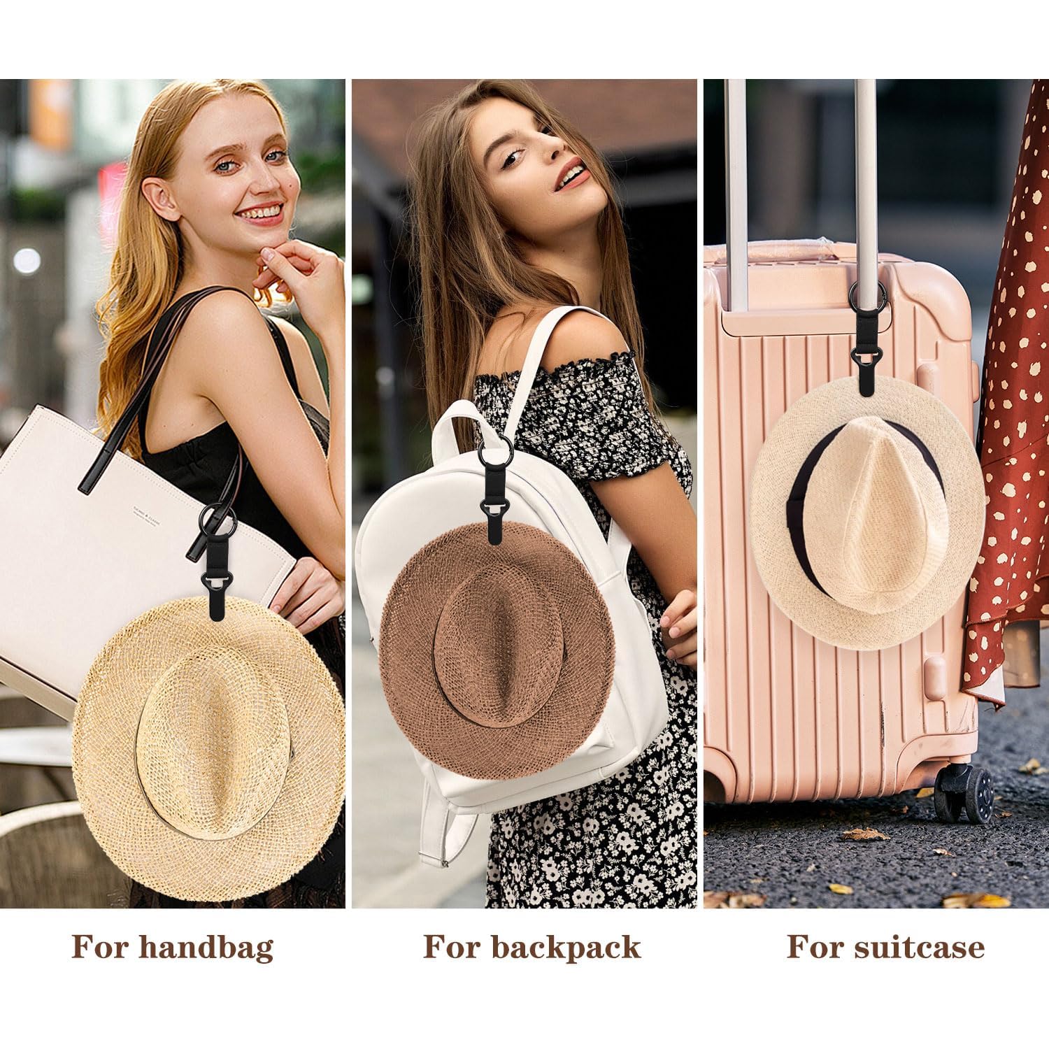 Clip Sombrero Bolso, 2 Piezas Pinzas para Sombrero, Clips de Sombreros para Viajes, Clips Sombreros Multifuncional para Hombres Mujeres, Bolsa de Viaje, Maleta, Accesorios Bolsos (A)