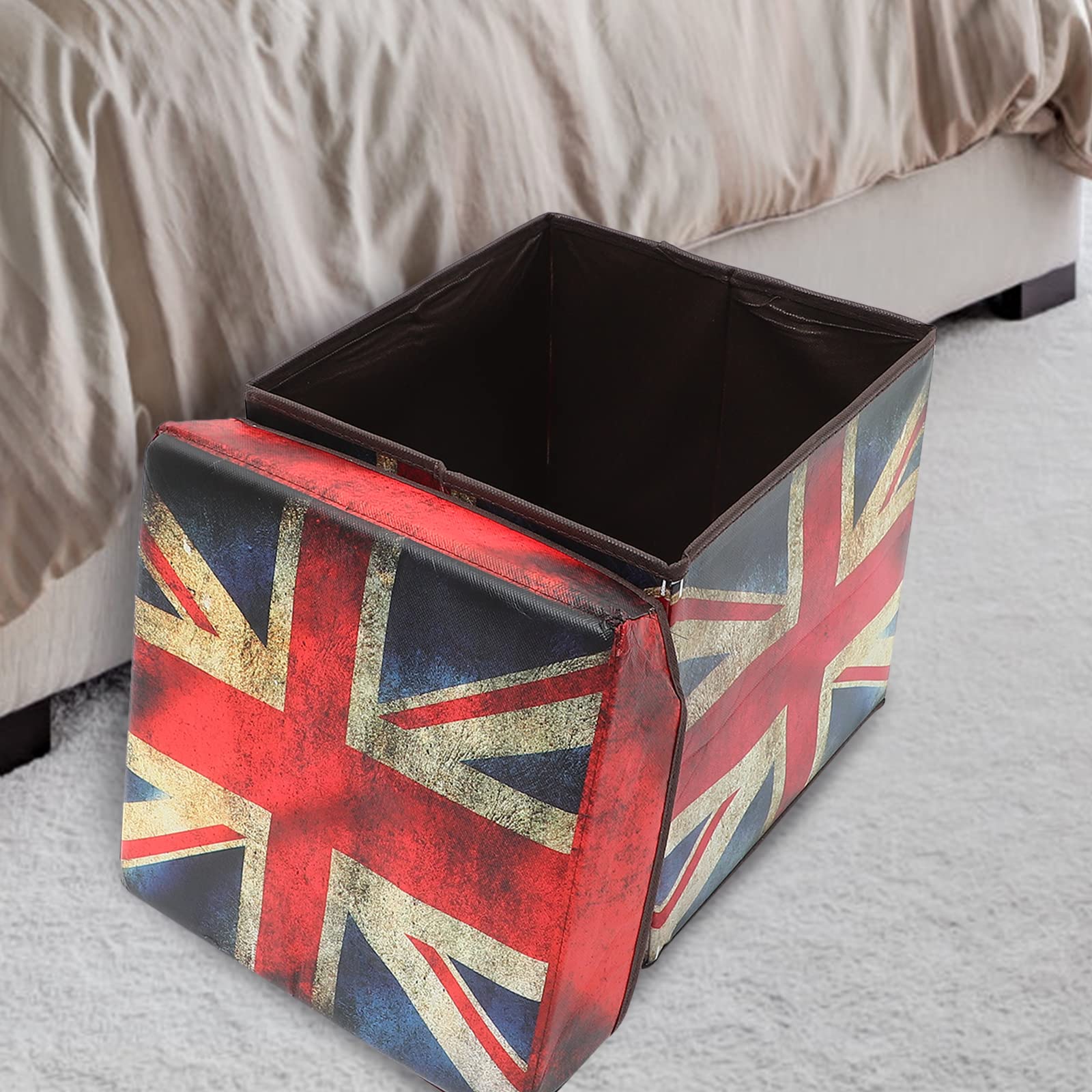 TOPBATHY Fahne Aufbewahrungsbox Aufbewahrungshocker Osmanischer Hocker Fuß Aufbewahrung Von Osmanischen Hockern Osmanischer Bankwürfel Für Wohnzimmer Falten Flagge MDF Kind Spielzeug