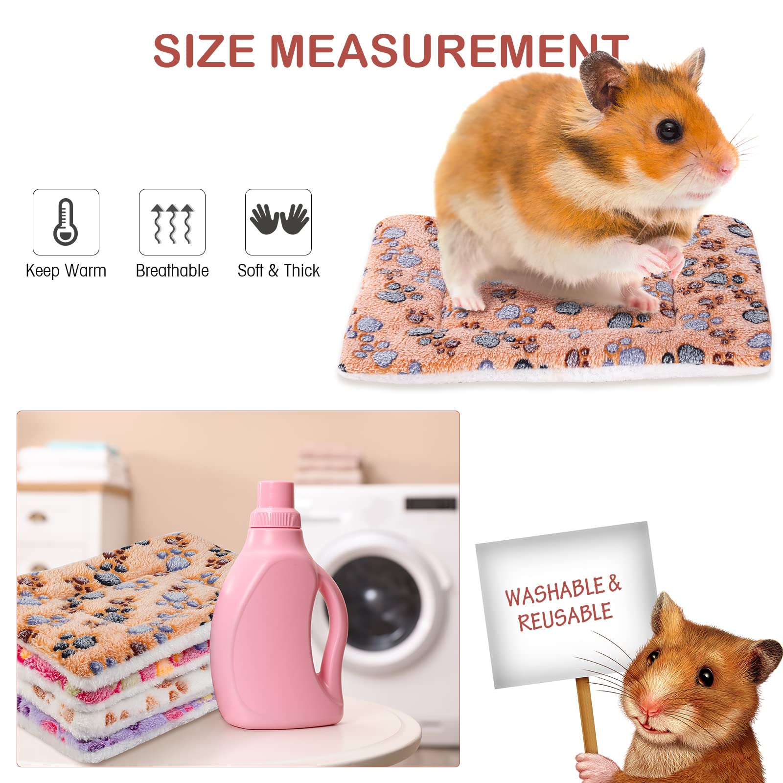 Hestya 4 Tapis de Lit pour Chien Ultra Doux avec Imprimés Mignons Coussins de Cage Réversibles Lavables Épais Matelas en Polaire pour Petits Animaux Chat Cochon d'Inde (32 x 25 cm)