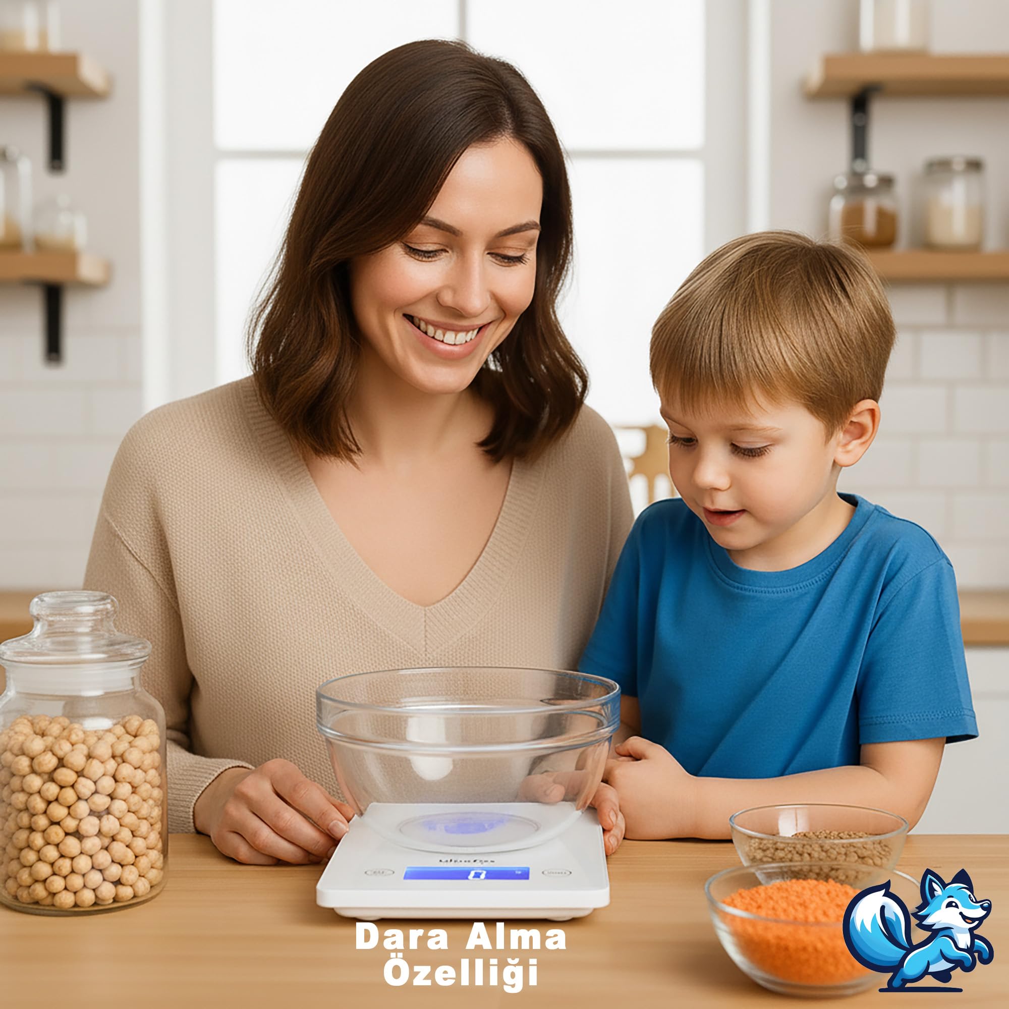 Bluefox Topaz Premium Dijital Mutfak Tartısı 10kg | Temperli Beyaz Cam, Geniş LCD Ekran, Yüksek Hassasiyet Sensör | Şık ve Dayanıklı Tasarım | Geniş yüzey 23x16cm