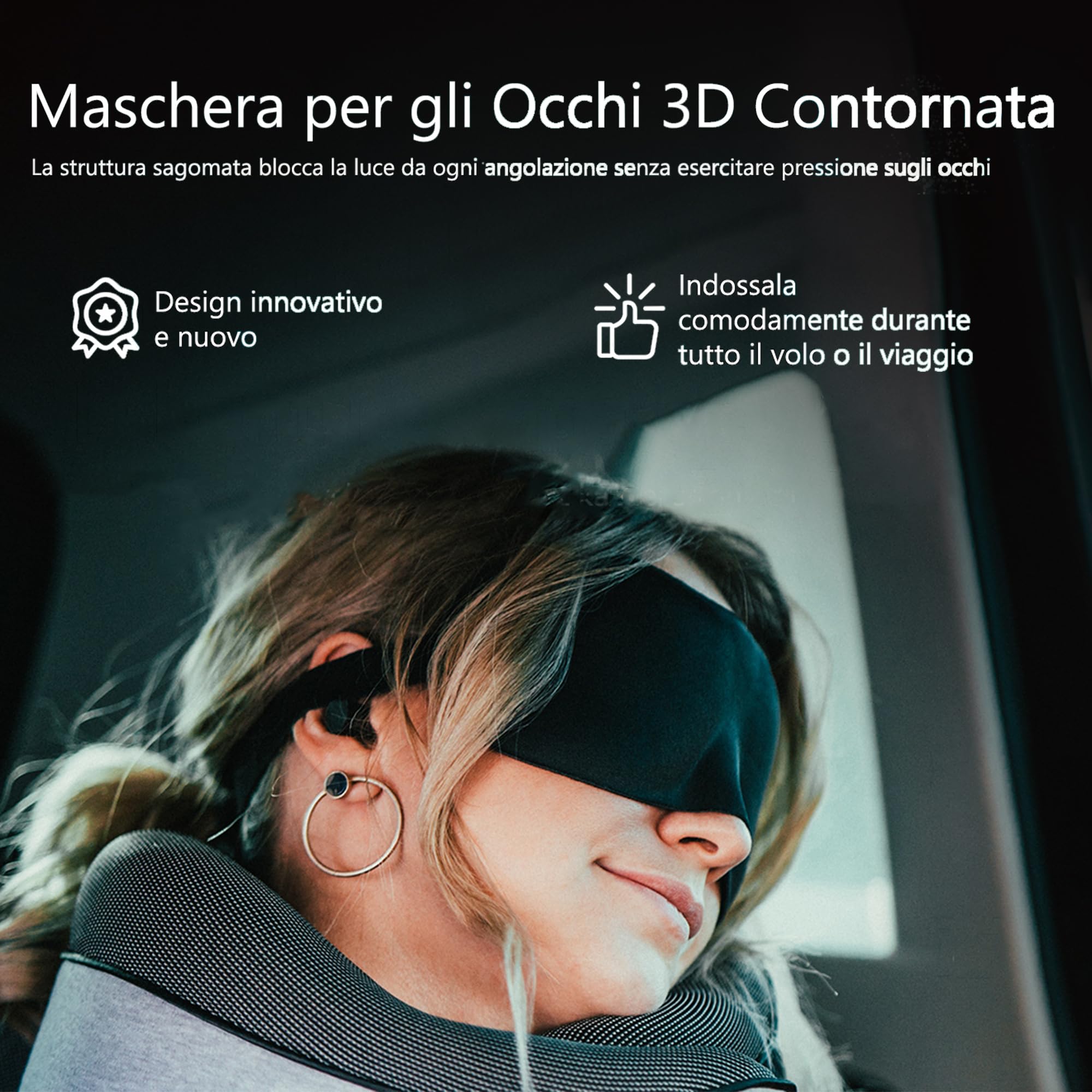 Proglobe Cuscino da Viaggio per Collo - Cuscino Cervicale, 100% Memory Foam, Cuscino per Dormire, Ideale per Viaggi in Aereo, Auto, Treno, Con Mascherina 3D, e borsa a rete premium, Grigio