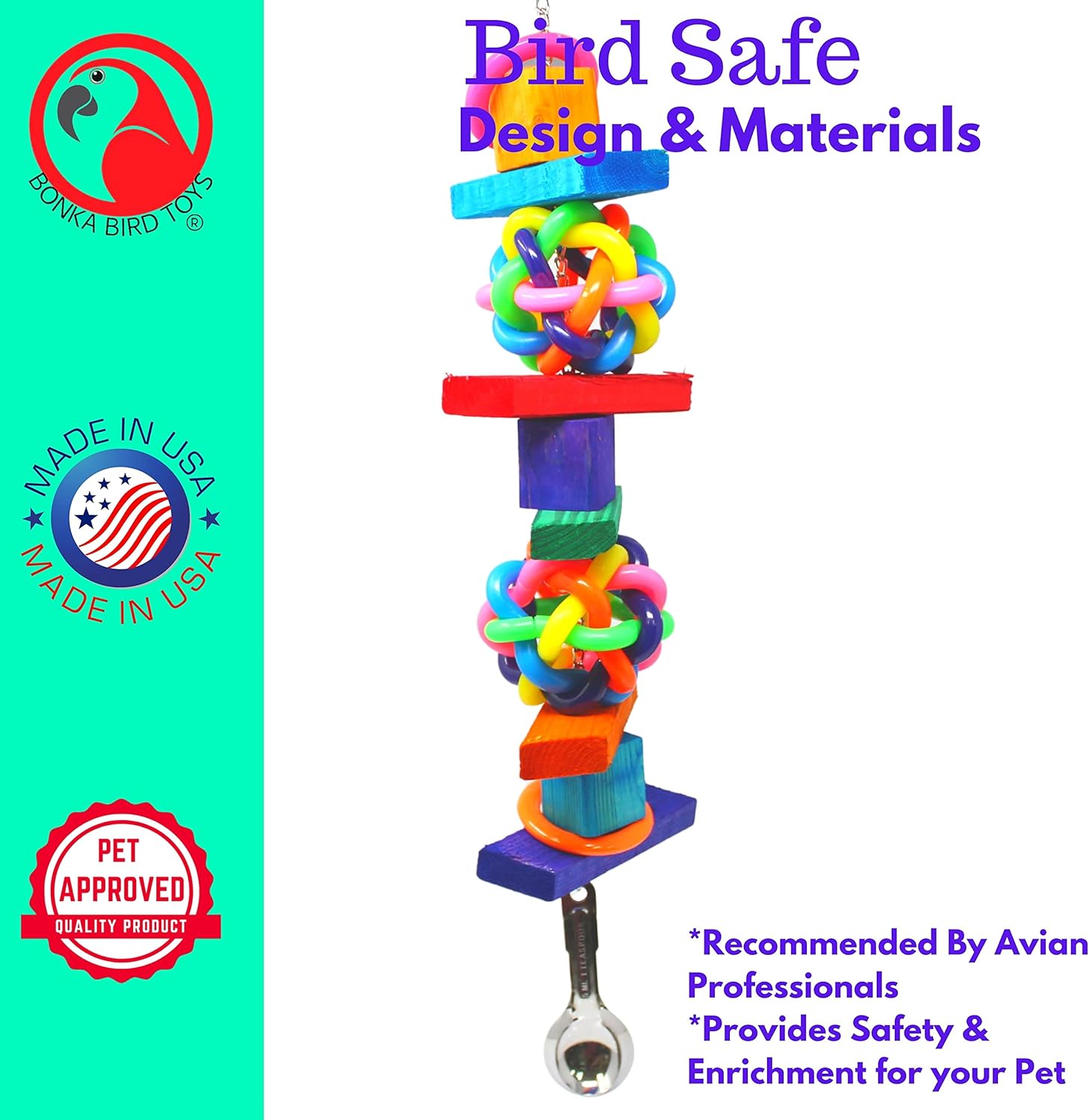 Bonka Bird Toys 1368 King Wibbly Large Bird Toy Medium Parrot Cage Toys Cages African Grey Conure Amazon