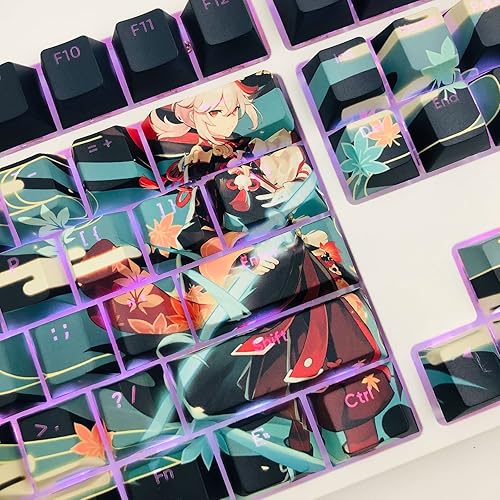 Miniatura 3 de Genshin Impact Kaedehara Kazuha PBT - Teclas retroiluminadas, juego de 108 teclas para teclado mecánico MX para juegos, teclas personalizadas de