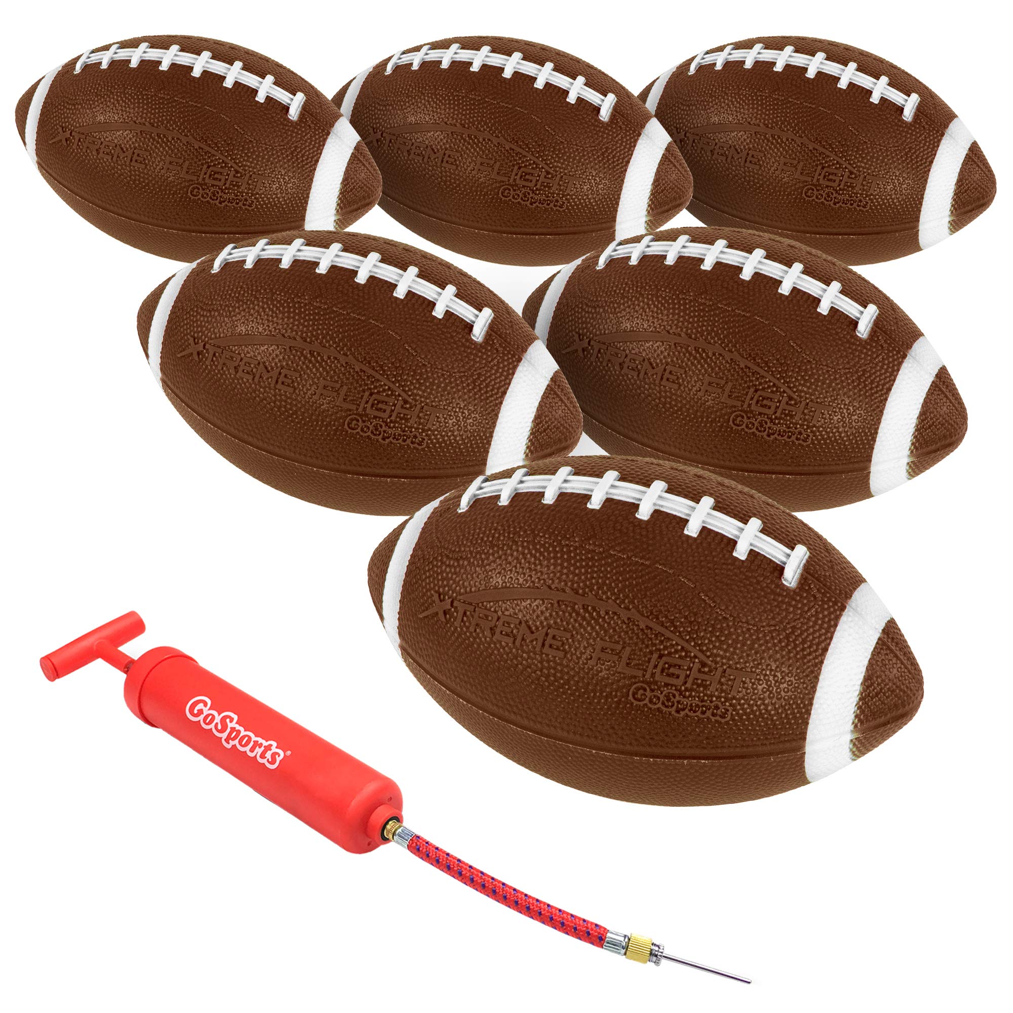 GoSports Xtreme Flight Footballs 6 Pack, 9” Inflatable Footballs