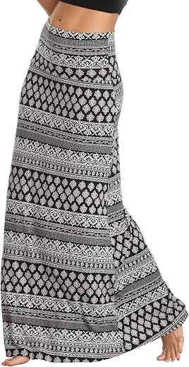 Women's Summer High Waist Boho Yoga Maxi Skirt Elastic Pull On Long Skirts