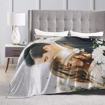 QETXVI Custom Blanket with Photos Text Customized Blanket Personalized Flannel Throw Blankets for Adult Kid Birthday Christmas Halloween Fathers Mothers Valentines Gift - 40x 50