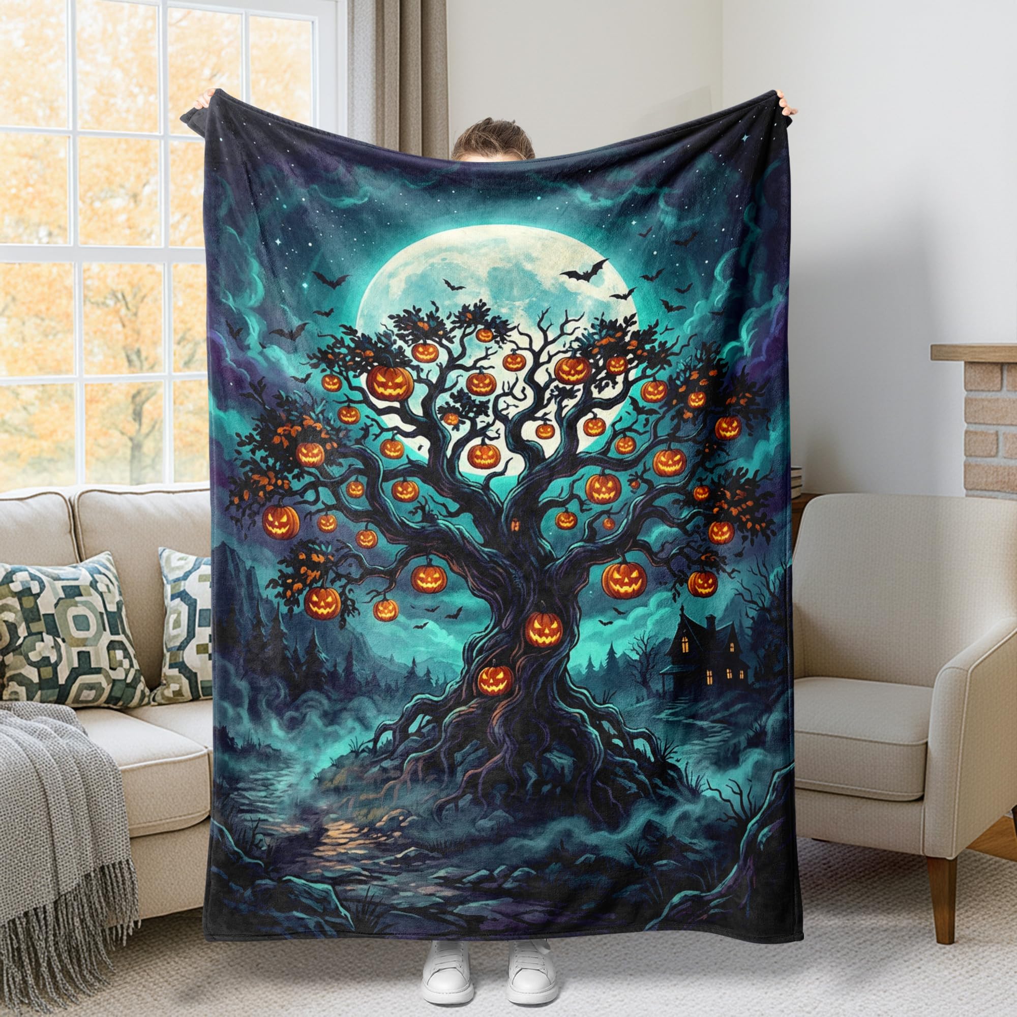Plaid citrouilles Halloween pour voiture et lit : l'ambiance cocooning