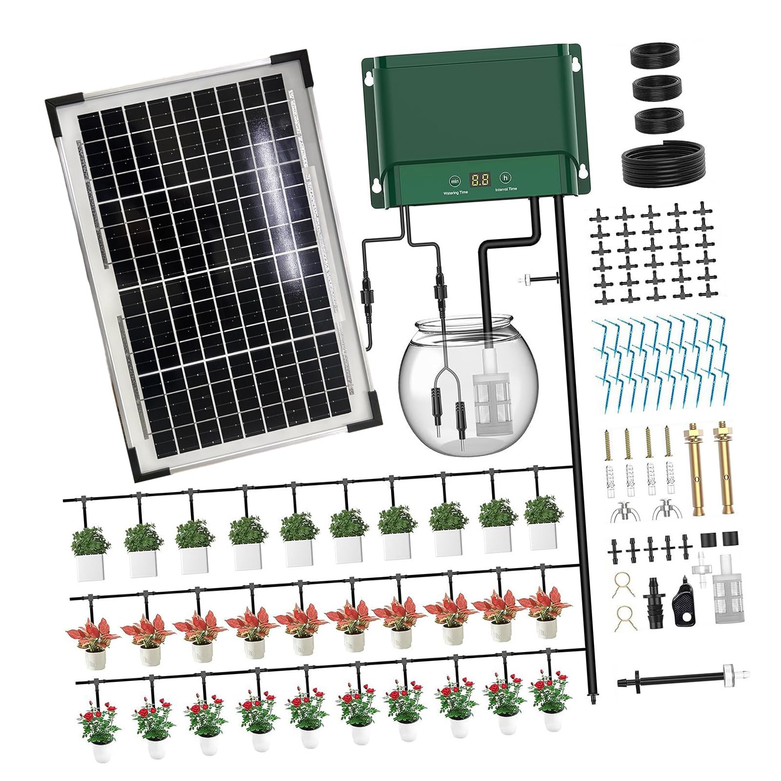 Timer dell'acqua avanzato con pannello solare e batteria ricaricabile per irrigazione da giardino domestico risparmio idrico struttura irrigazione giardinaggio