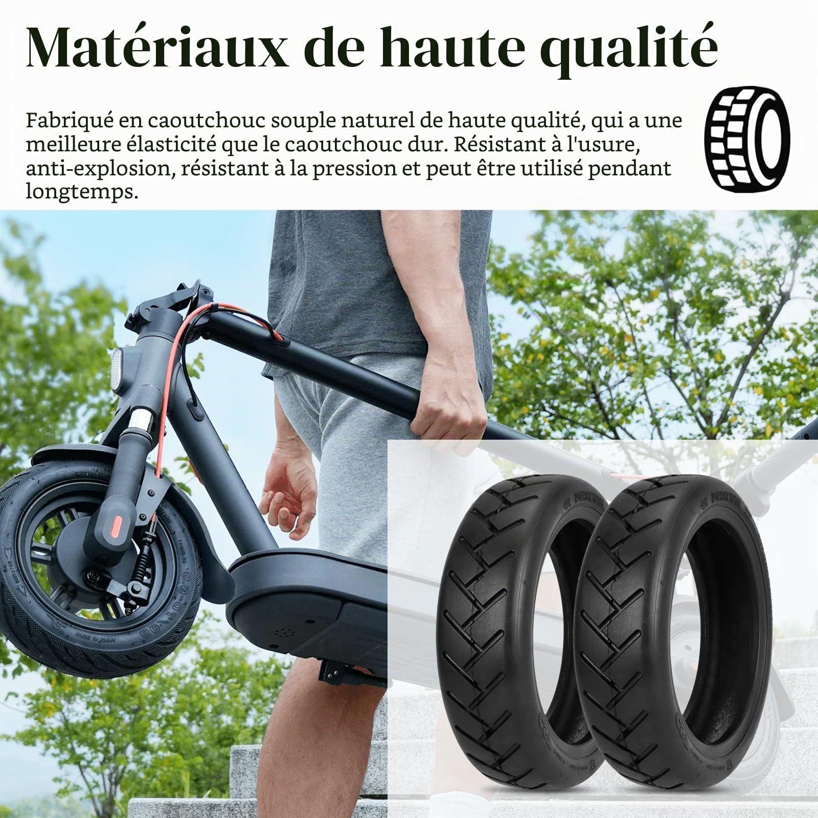 Lot de 2 Pneus Sans Chambre à air de 10 Pouces pour Xiaomi 4Pro/4Lite Scooter électrique - Accessoires de Scooter électrique Pneus Tubeless 250 x 54 - Pneu de Route épais Anti-explosion