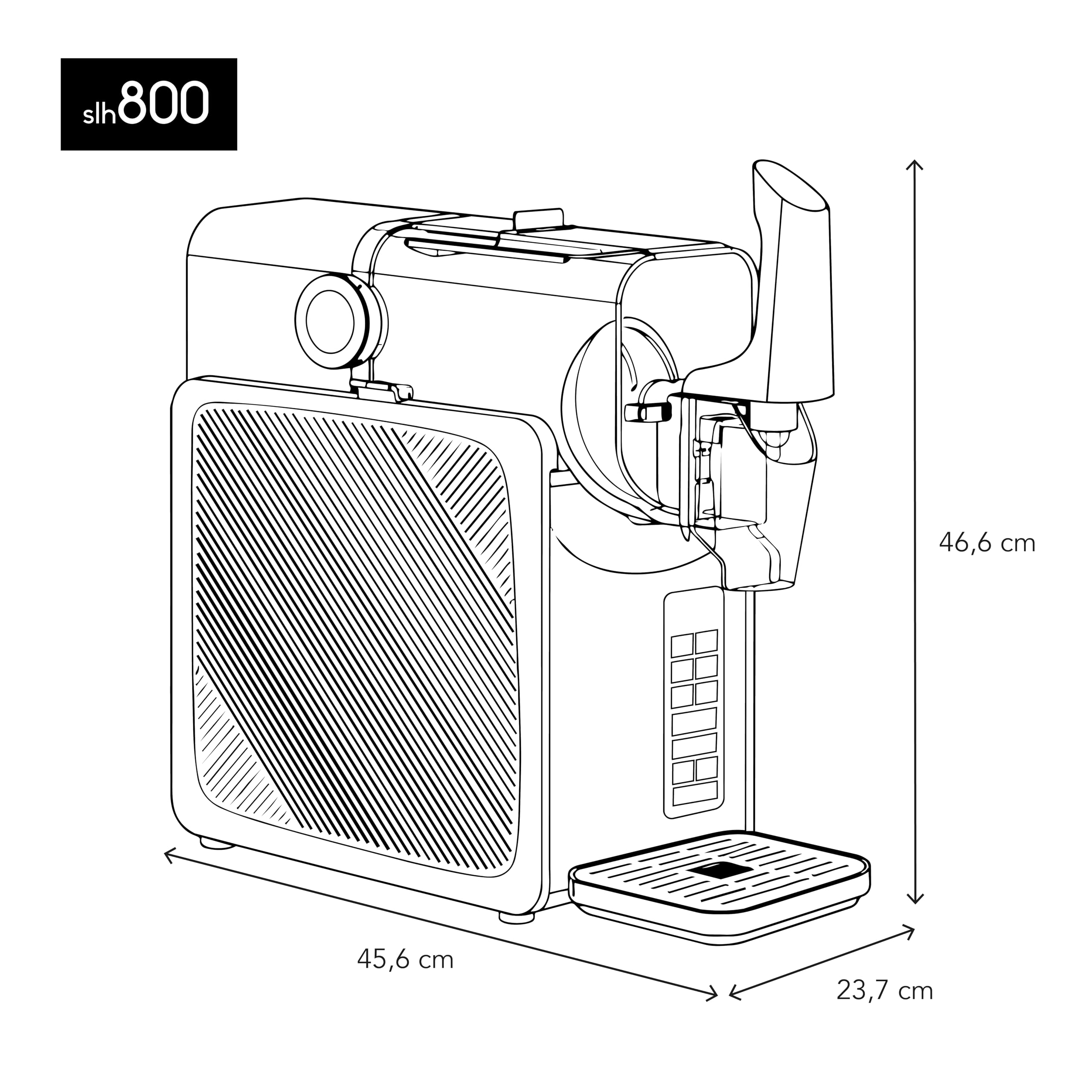 Macchina per granita SLH800 HKoenig, 5 modalità preimpostate, bevande ghiacciate, Milkshake, caffè freddo, cocktail, capacità 2,5L, funzione mantenimento freddo, autopulente, pannello touch, nero