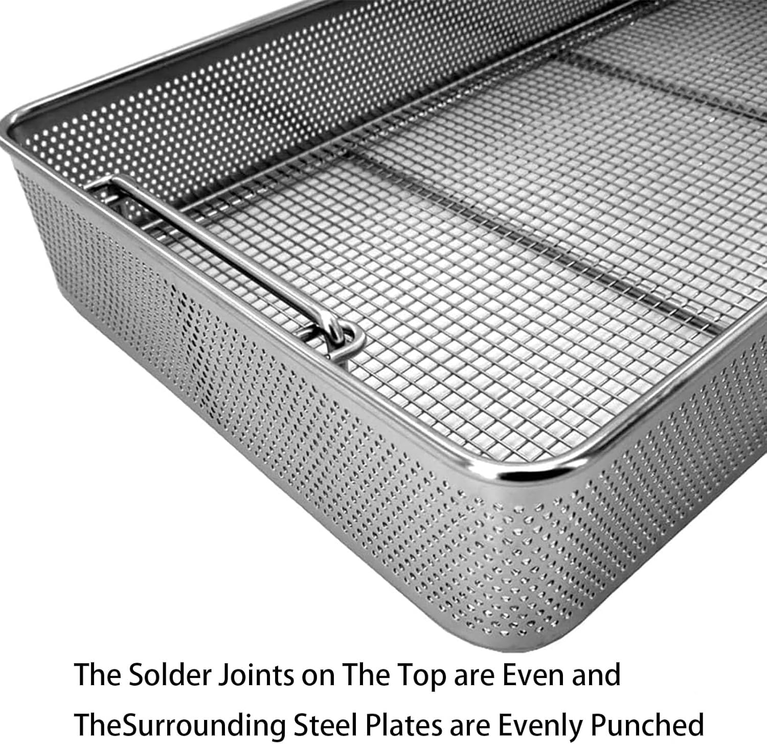 Instrument Sterilization Baskets, Mesh Perforated Baskets Sterilization Tray and Medical for Hospital Laboratory Stainless Steel Instrument Sterilization Baskets.(Size:30 * 25 * 7cm)