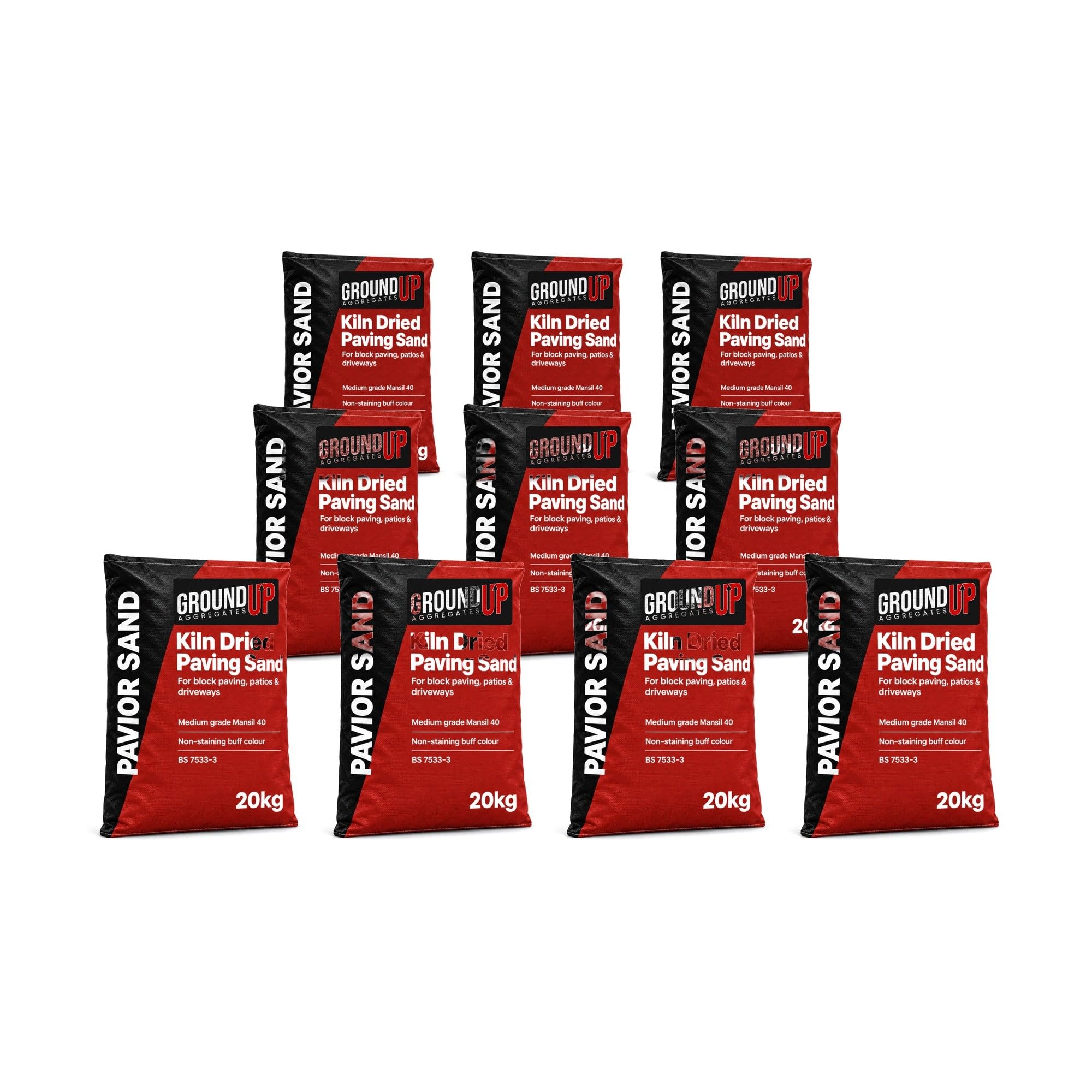 Kiln Dried Paving Sand 20kg x 10 Bags (200kg) for Block Paving & Driveways