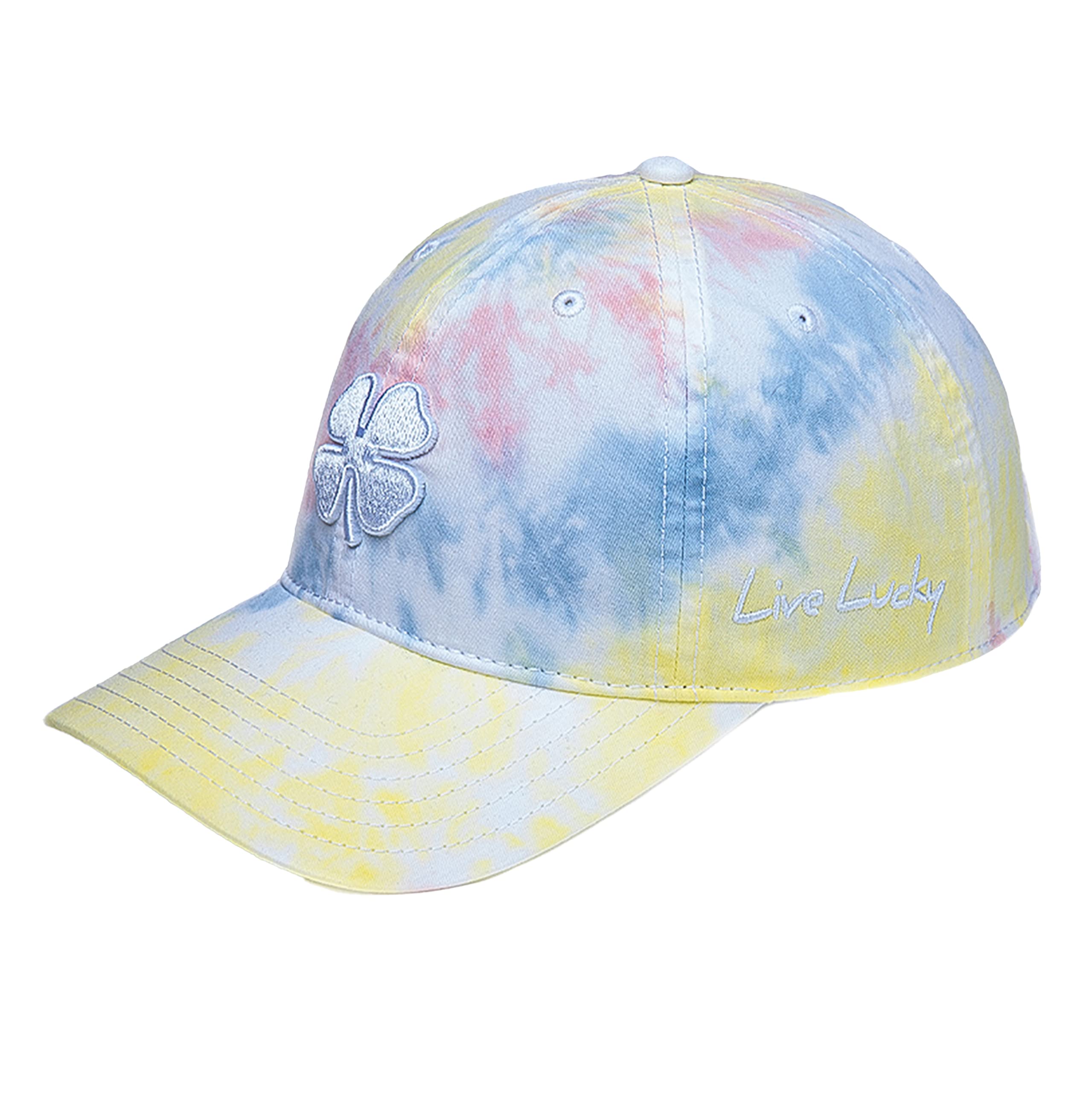 Happiness Woman's Slide Adjustable White Clover/Tie Dye Hat