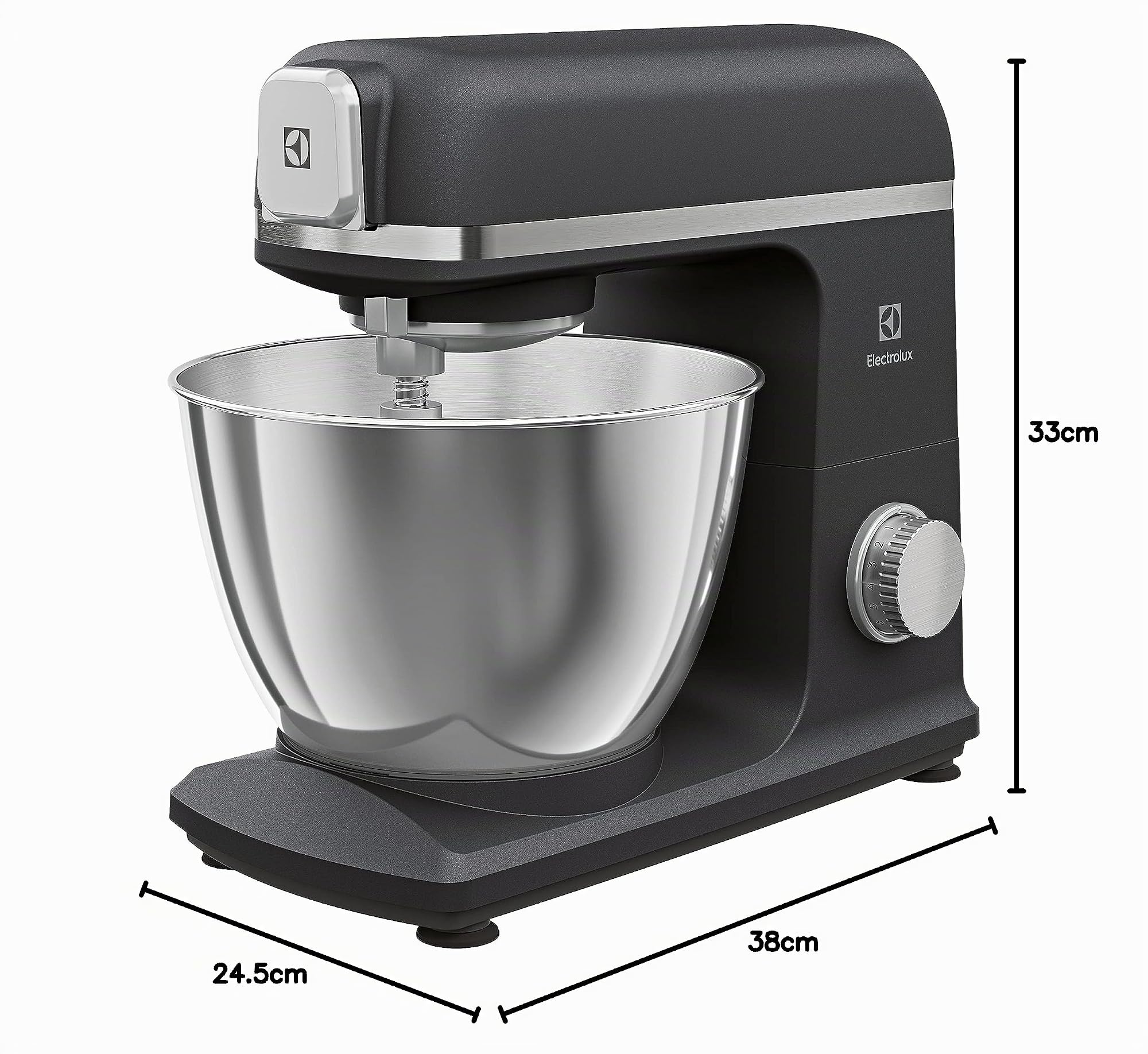Electrolux E5KM1-4BPT - Amasadora planetaria Create 5 de aluminio fundido, 1200 W, 6 ajustes, 330 x 245 x 380 mm, color negro perla