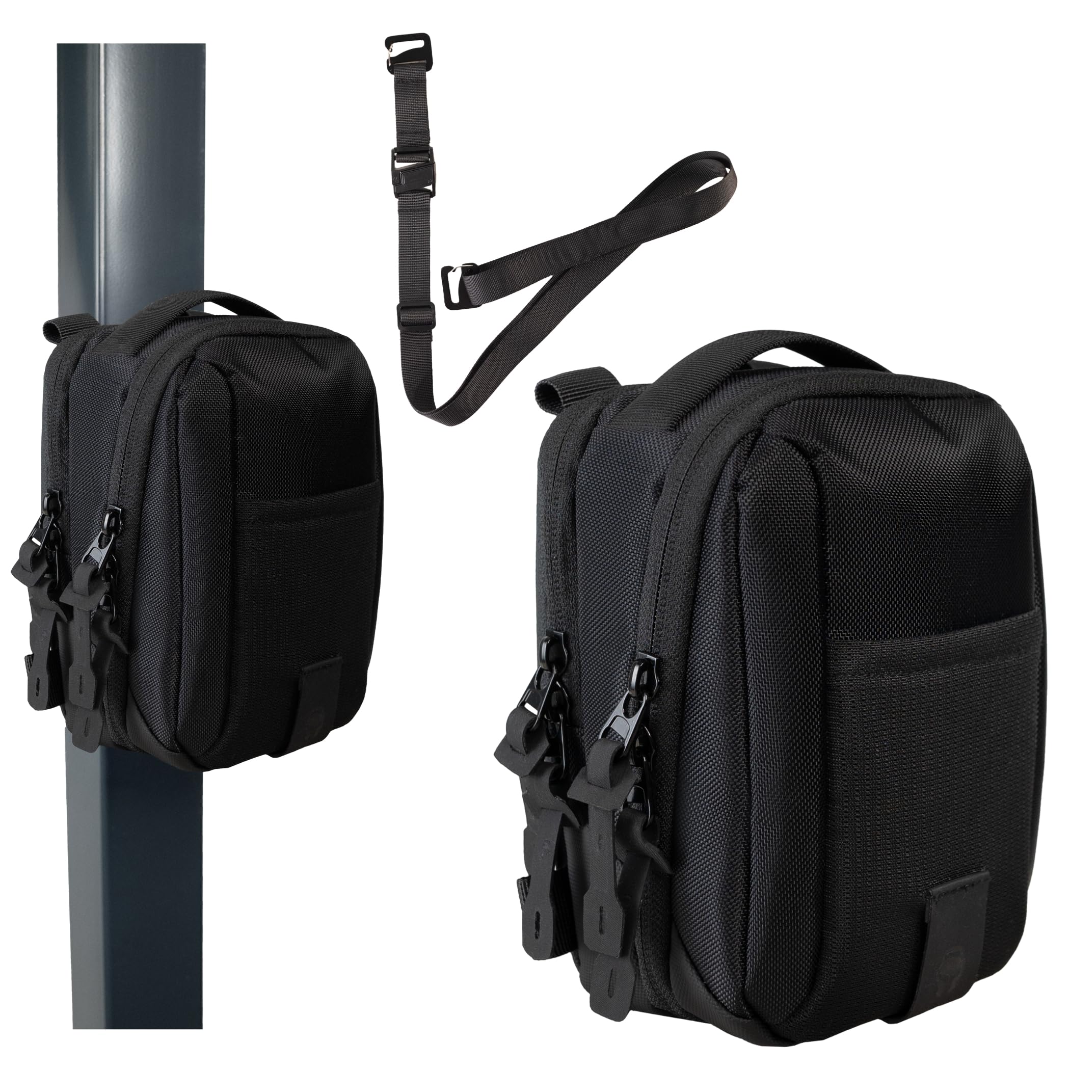 Bolsa de Deporte magnética – Riñonera Deportiva Unisex con 2 Compartimentos con Cremallera, Bolsillo para móvil y Llaves, Correa Ajustable, Repelente al Agua – Gimnasio, Fitness, Viajes
