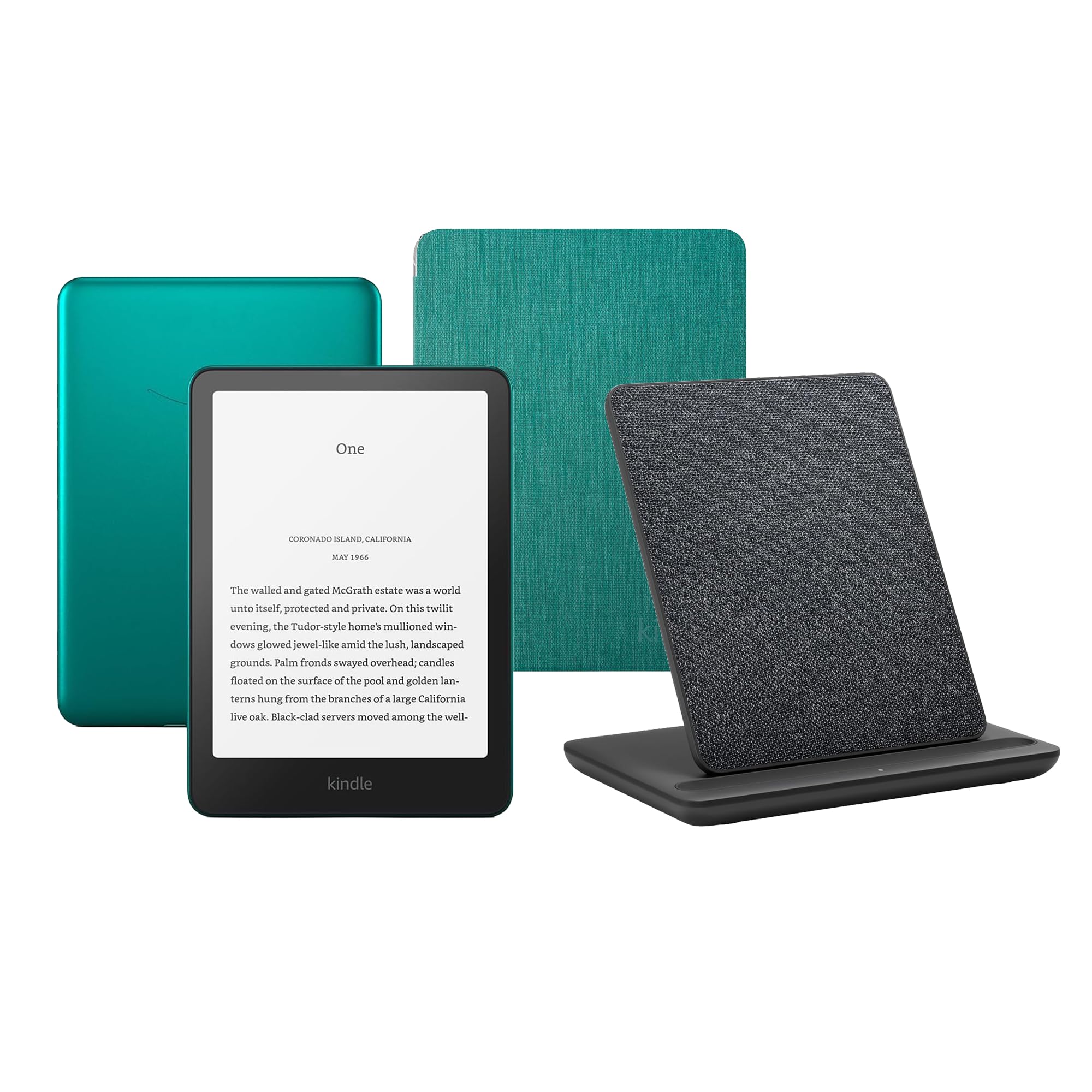 Kindle Colorsoft Signature Edition (32 GB) Ohne Werbung Mit jade transparenter Hülle und Kabelloses Ladedock