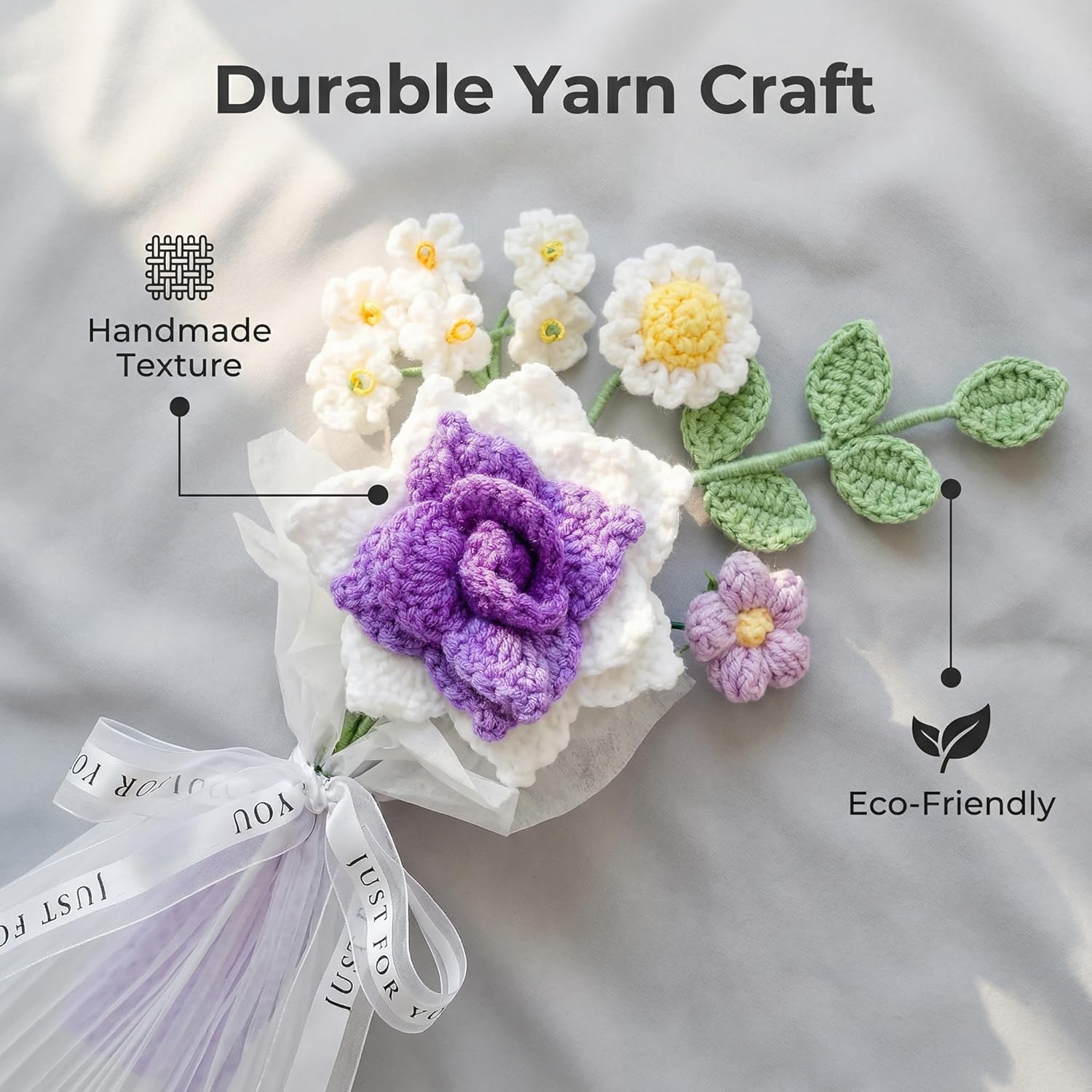 Handmade Crochet Rose Daisy as a Gift for Lover, Family,Friends. Crochet Bouquet, Crocheted Yarn Flowers, Artificial Flower Finished Bouquet - Image 4