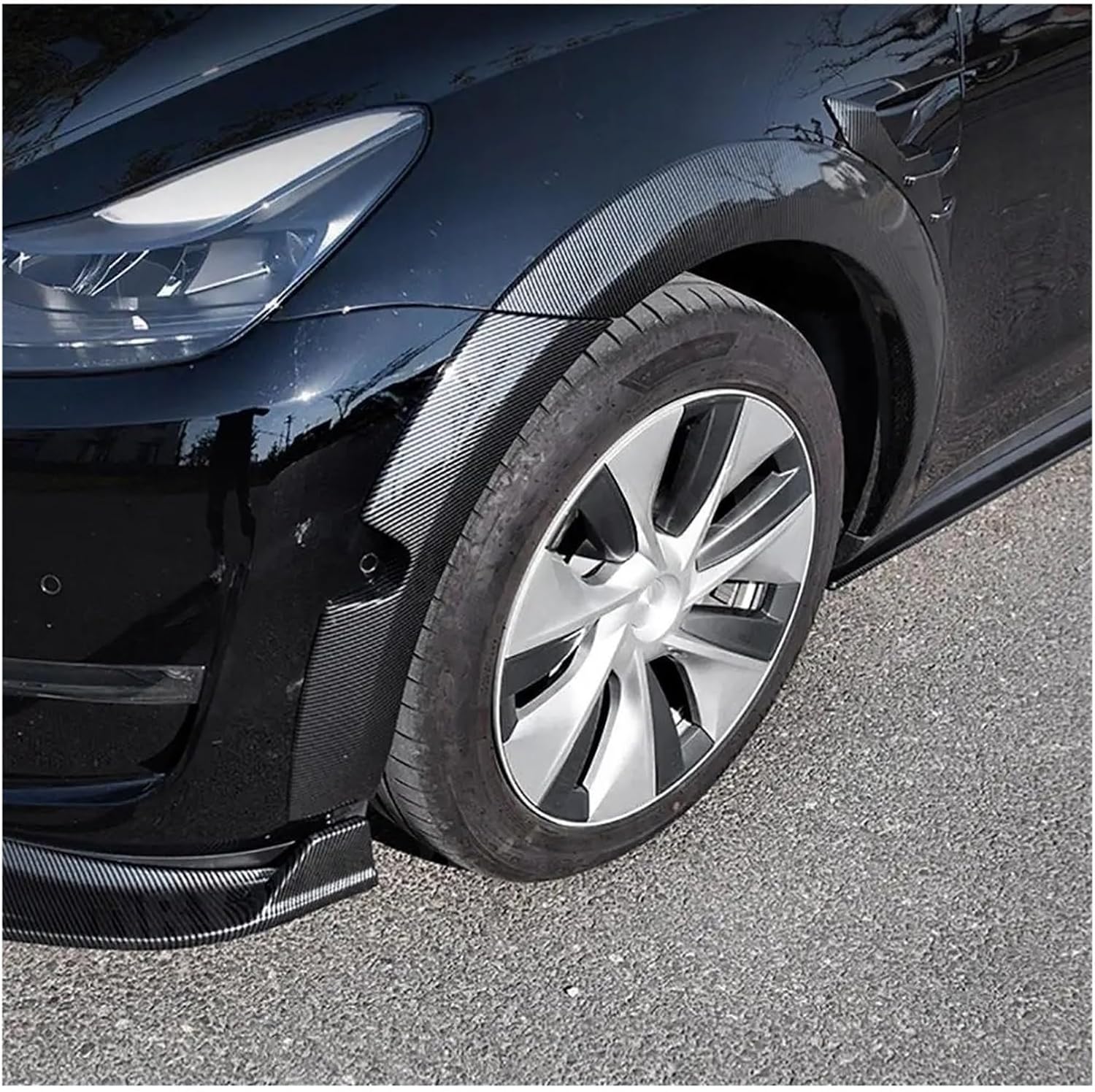 Matte Black Wide Body Wheel Eyebrow Compatible with Model Y 2021+ Car Bodykits Accessories Flares Arches Trims(Matte black)
