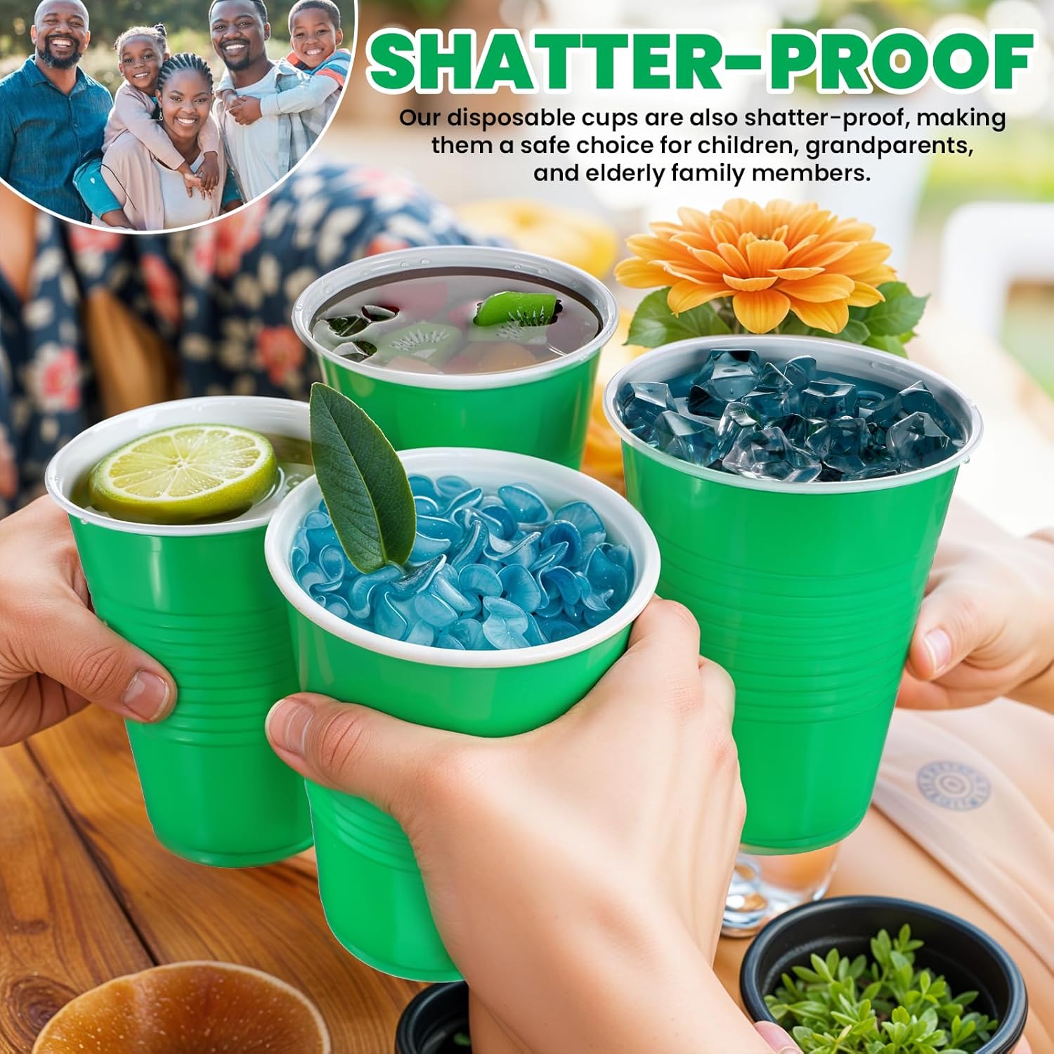 MAQUITA 50 Pcs Plastic Disposable Cups 16 oz Plastic Drinking Cups for Wedding Birthday Party Valentine Christmas Picnics Barbecues Supplies - Image 4