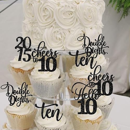 Miniatura 130 de Rsstarxi Paquete de 30 adornos para cupcakes de 15 cumpleaños con purpurina Mis Membrillo 15 desde 2010 Feliz 15º Cupcake Toppers Quince Cheers to