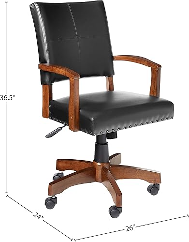 Miniatura 3 de OSP Home Furnishings Silla de escritorio de lujo con cuero sintético y clavos de bronce antiguo, color negro