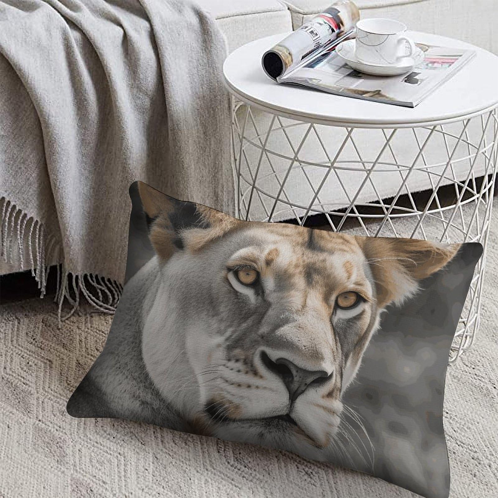 FodPand Short Plush Lioness Throw Pillow Covers 8x12 Soft Decorative Lumbar Pillow Cases with Hidden Zipper Modern Cushion Covers for Couch Sofa Bedroom Living Room Car Decor