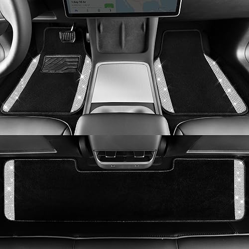 Miniatura 2 de CAR PASS - Tapetes para automóvil con diamantes de imitación y almohadilla para el talón, antideslizantes, de cloruro de polivinilo, impermeables,