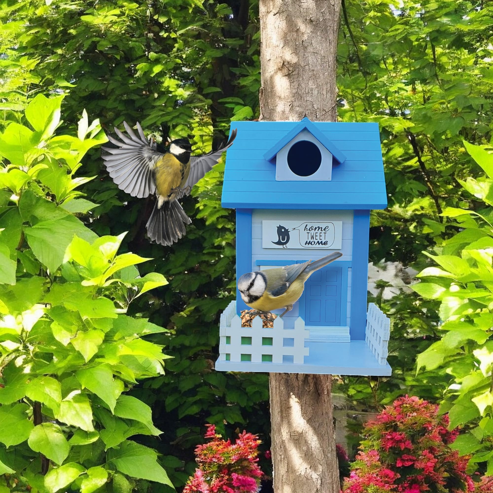 Casetta Per Uccelli In Legno Naturale - Rifugio Per Nidificazione Da Appendere In Giardino O Balcone - Foto 5