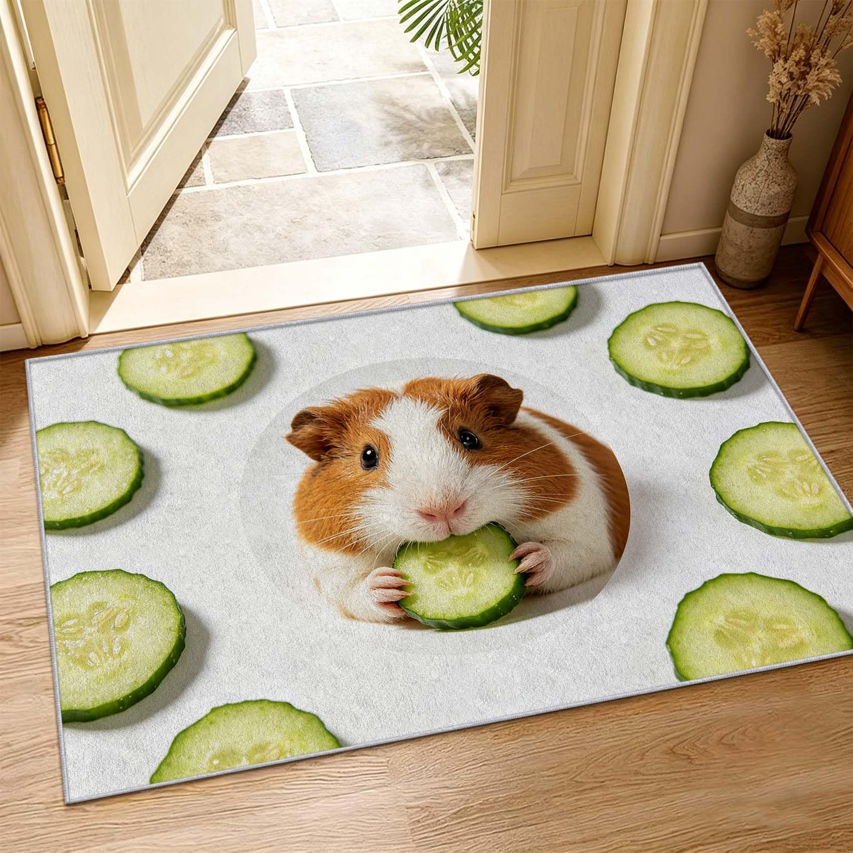 Tapis de Salon Cobaye 3D, 120x170 cm, Doux Poils Courts