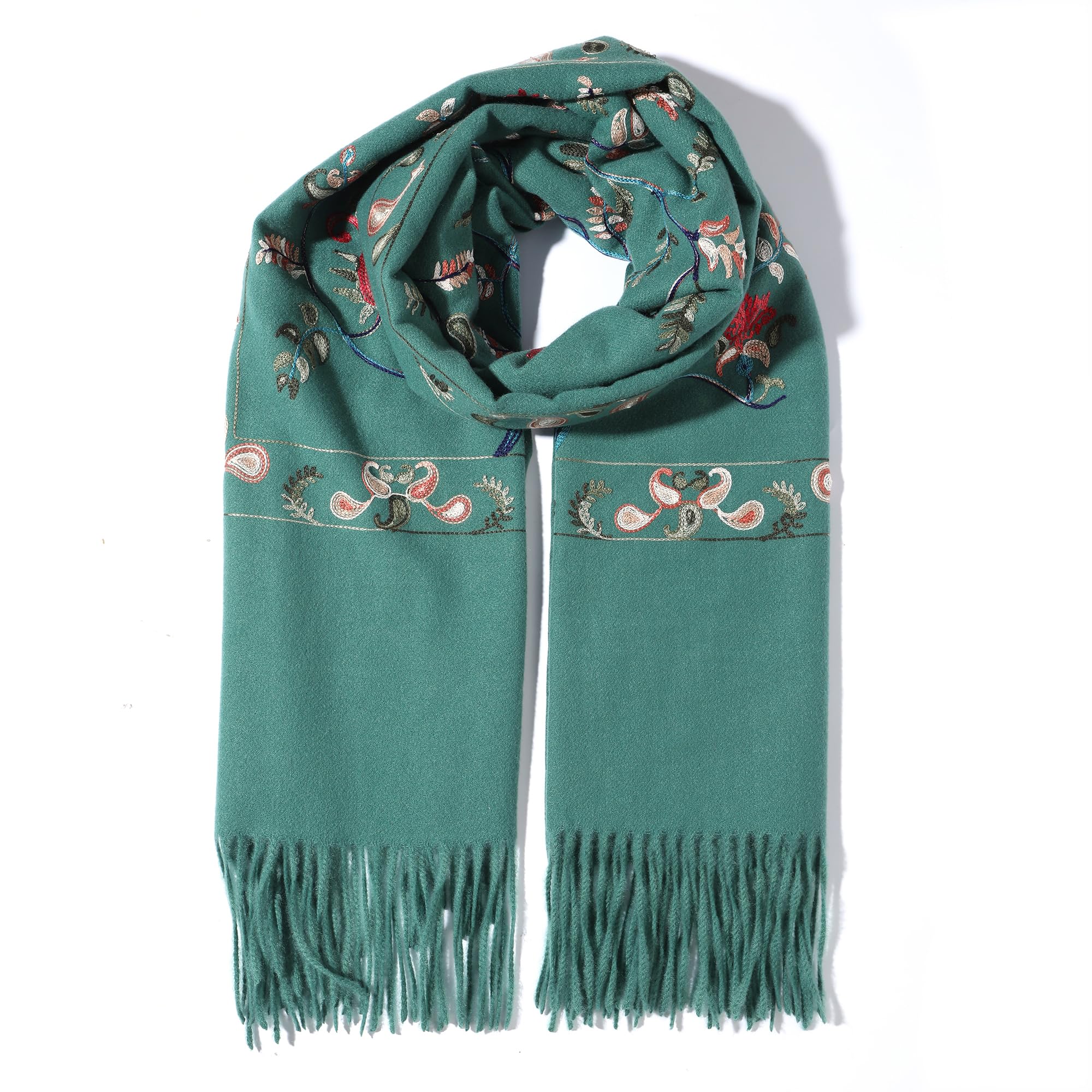 Letusto LUU MANLIC Women's Shawl Wrap Embroidered Tassel Scarf, Premium Quality, Oversize(73x27), Soft, Durability, Warm