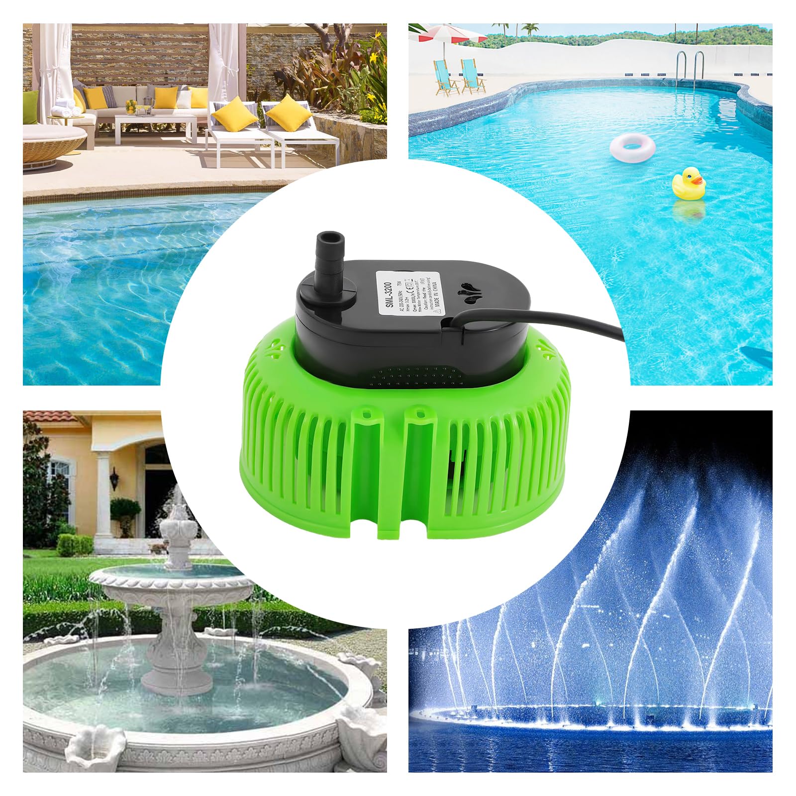Pompa di copertura per piscina fuori terra, 75 W, pompa per acqua sporca, pompa per laghetto, pompa per piscina, pompa dell'acqua per lo svuotamento pelvico (verde)