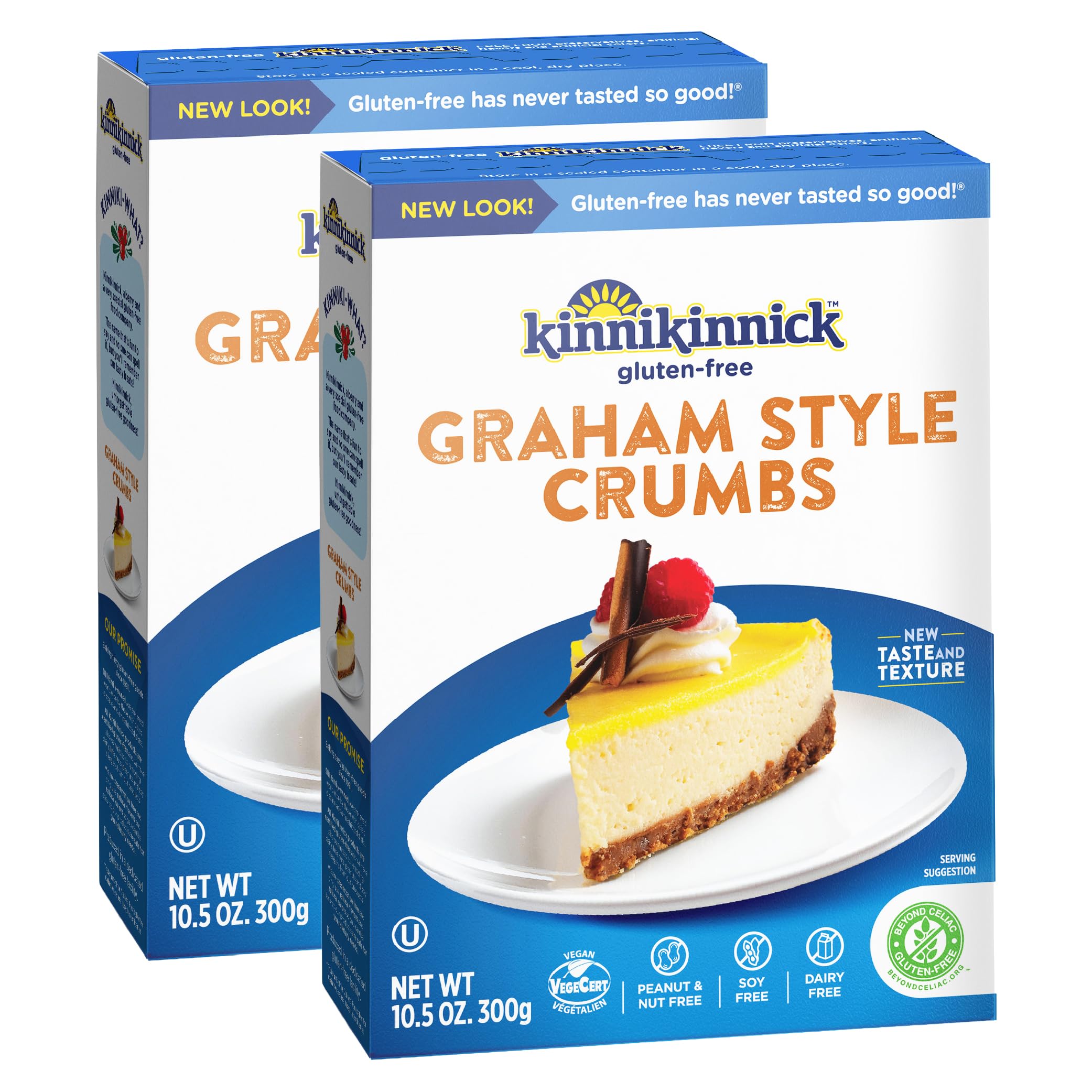 Kinnikinnick - Graham Style Crumbs - Gluten Free, Allergy Friendly Vegan Graham Cracker Crumbs - 10.5 oz. Boxes - 2 Pack