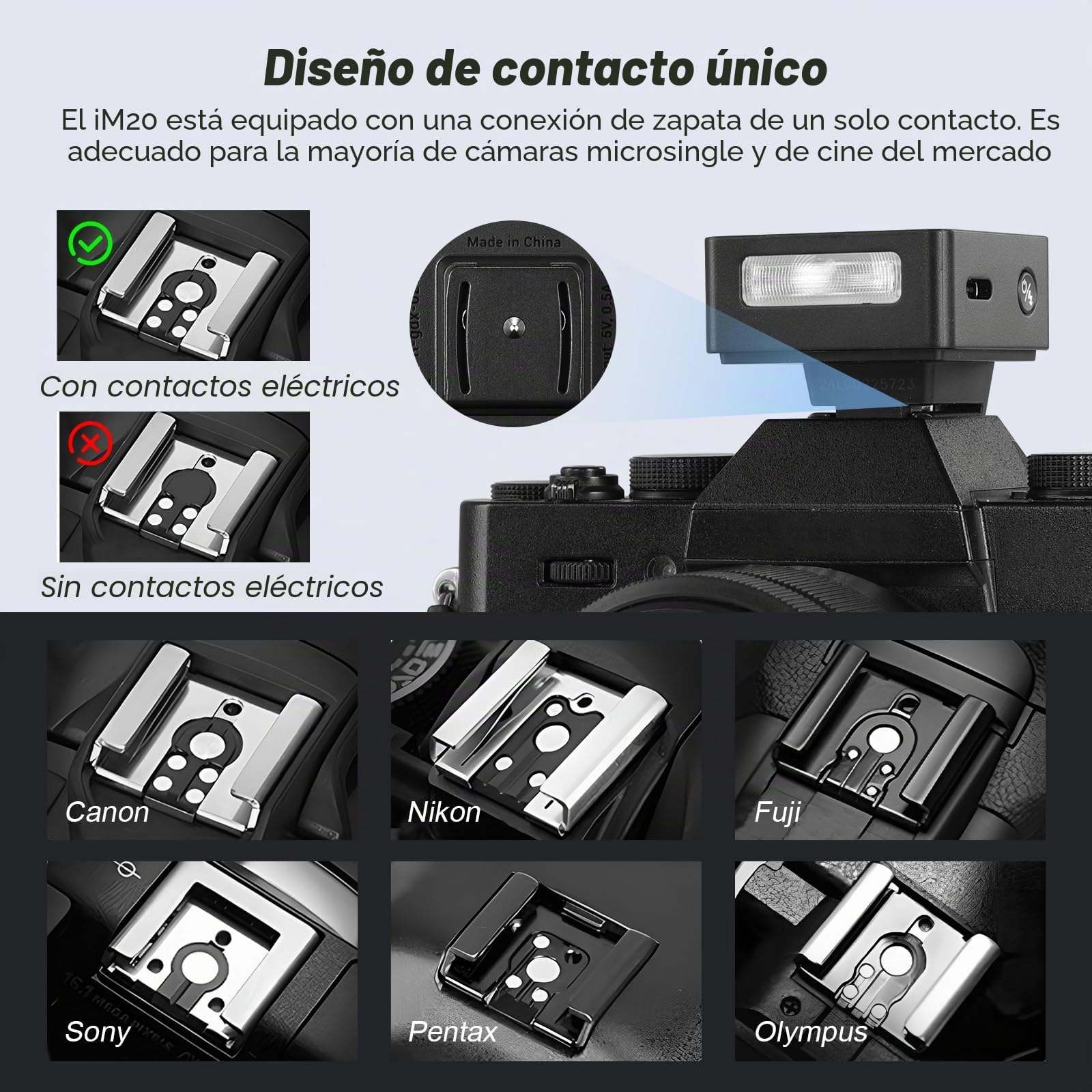 GODOX Mini Flash de cámara iM20, 5 Niveles de Potencia de Flash, 6000 K ± 200 K 440 Full Power Flashes Godox im20 Mini Flash para Canon Sony Nikon Fuji Olympus