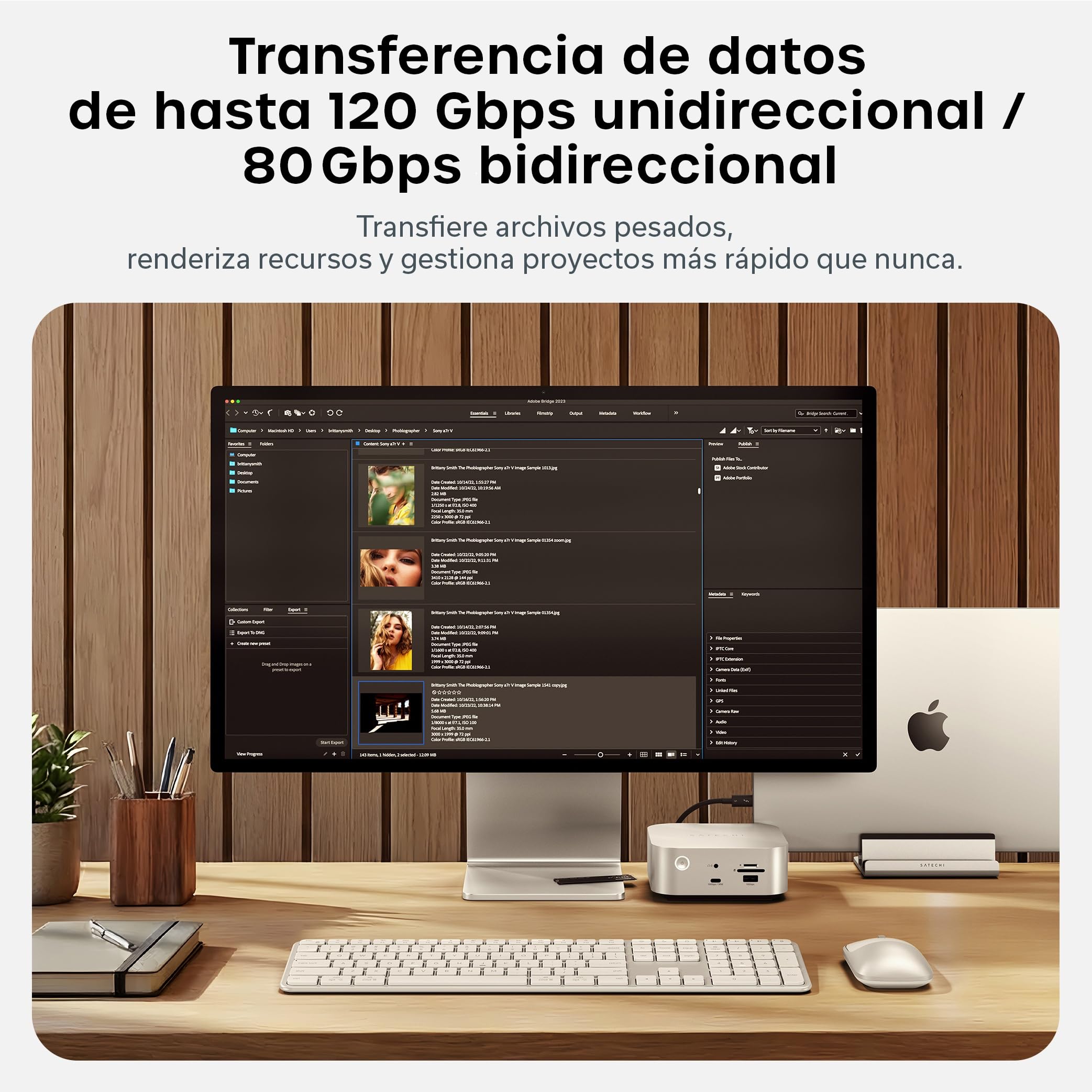 SATECHI Cable Thunderbolt 5 Certificado 240W, Datos a 120Gbps, Doble 8K@60Hz y Triple 4K@144Hz, Cable Trenzado Thunderbolt 5/4/3 USB-C para MackBook Air/Pro/Neo, iPhone, Portatil, PC y más