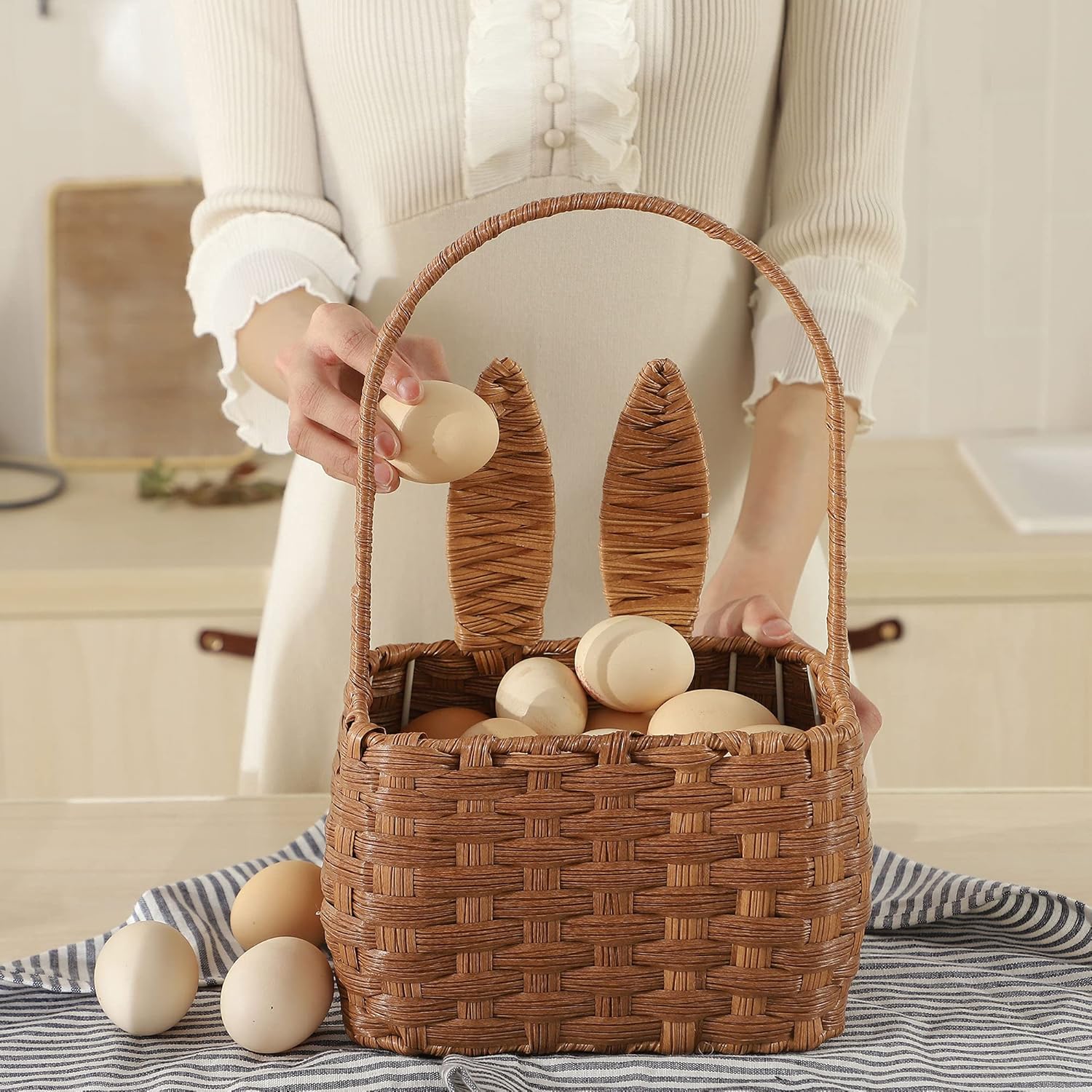 easter basket with handle kids bunny easter baskets rabbit harvest flower girl hunt toy mini picnic wine woven baby boy fruit birthday organizer egg dorothy cute cookies beach storage brown