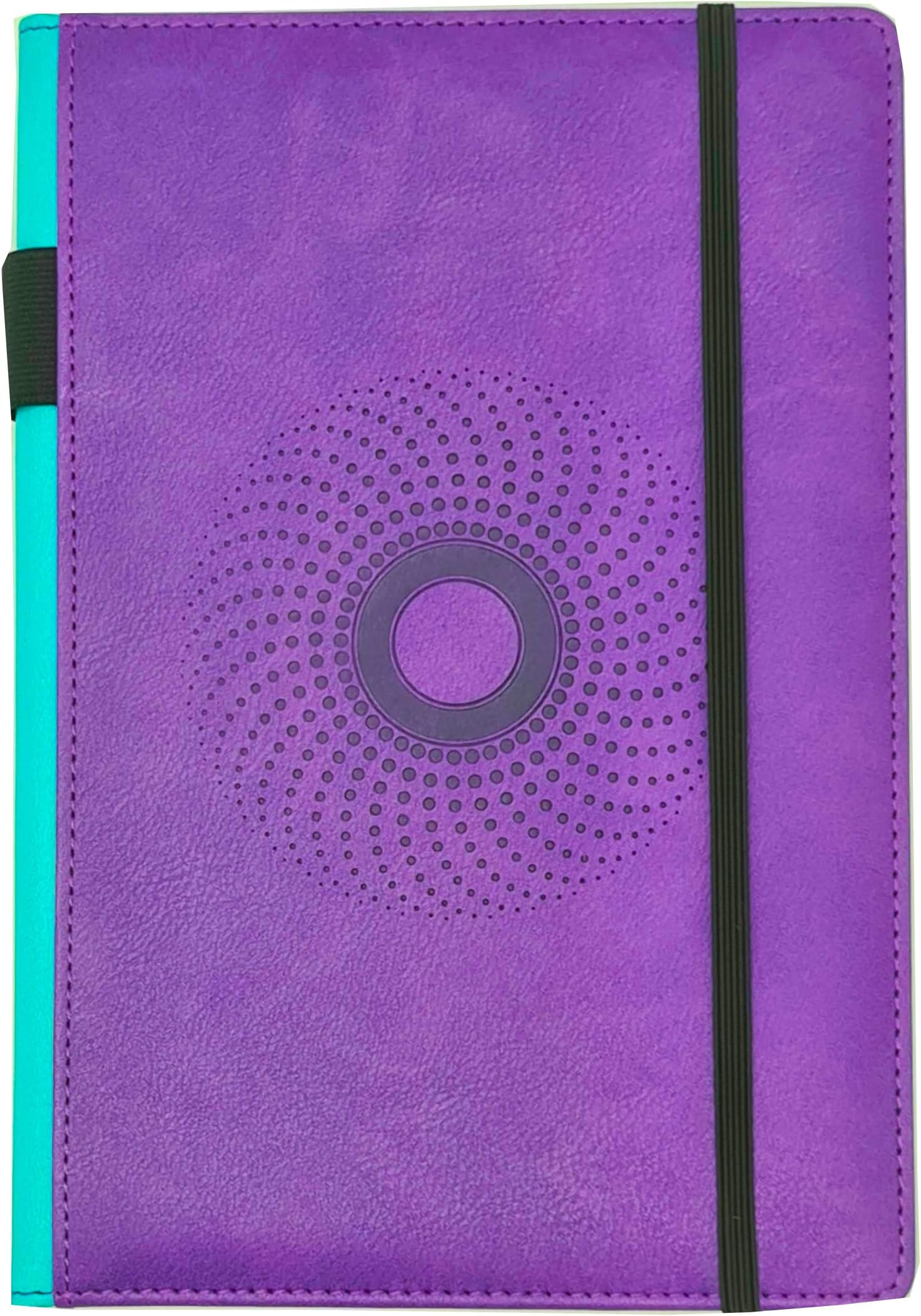 A5 Lined Notebook-Thick 100gsm Paper, Durable PU Leather Cover, Ribbon Marker, 192 Pages, Inside Pocket and Elastic Closure, Writing Pad for Journaling and Note-Taking(Purple)