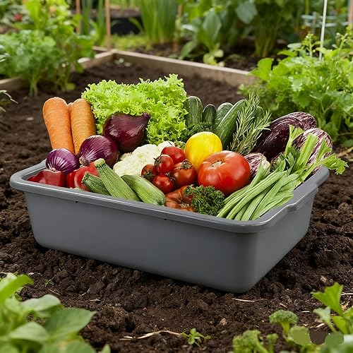 Miniatura 6 de Zopnny 4 Pack Commercial Bus Tubs, Food Grade Meat Processing Tubs Lug, 7", Grey, Plastic Dish Tub/Wash Basin/Tote Box for Dishwashing, Kitchen,